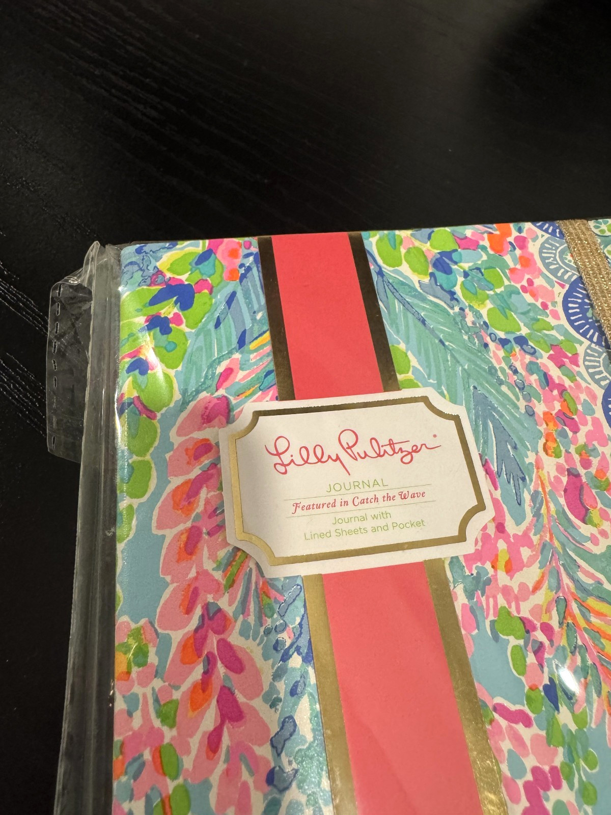 Lilly Pulitzer Journal Lined Sheets w/Gold-Tone Elastic Closure Catch The Wave