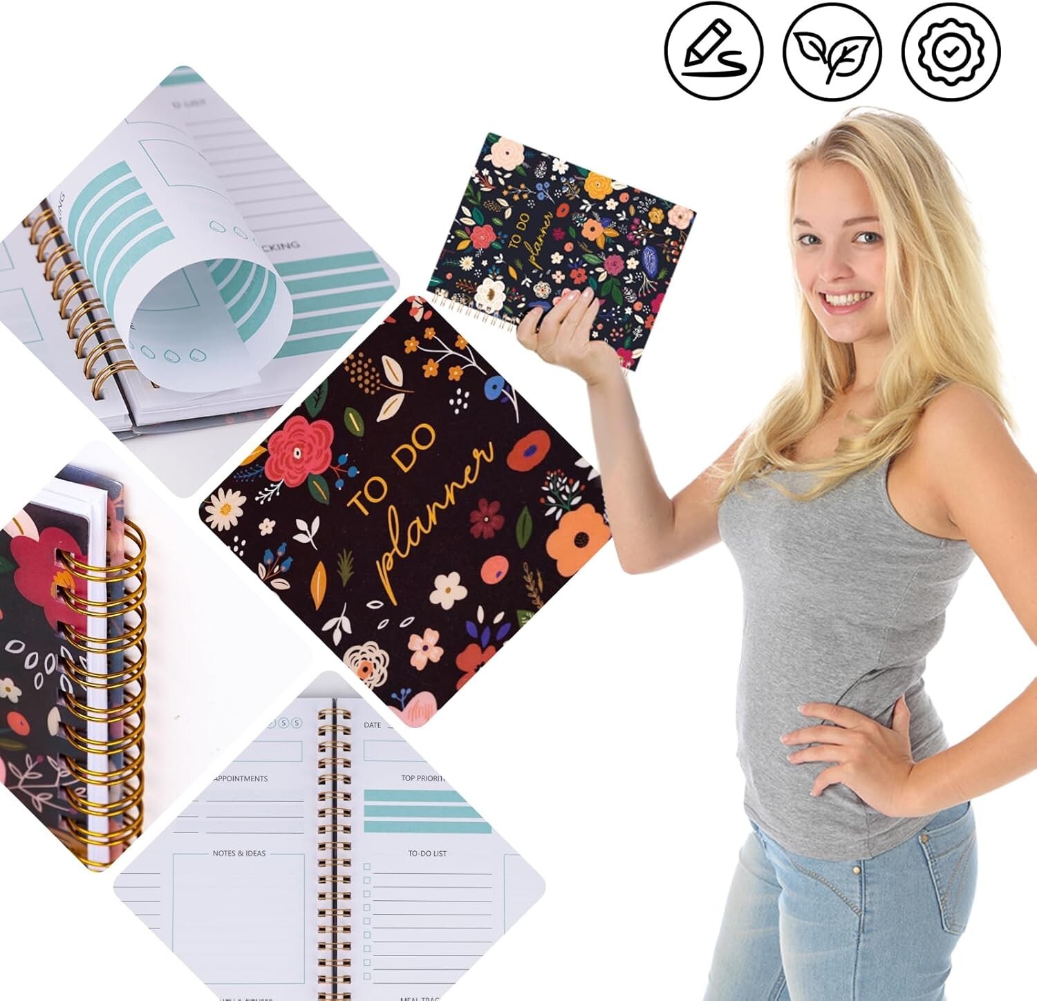 Koogel To Do List Notepad, 6.5 x 8.5 Inch Planner Notebook 80 Sheets Daily Journ
