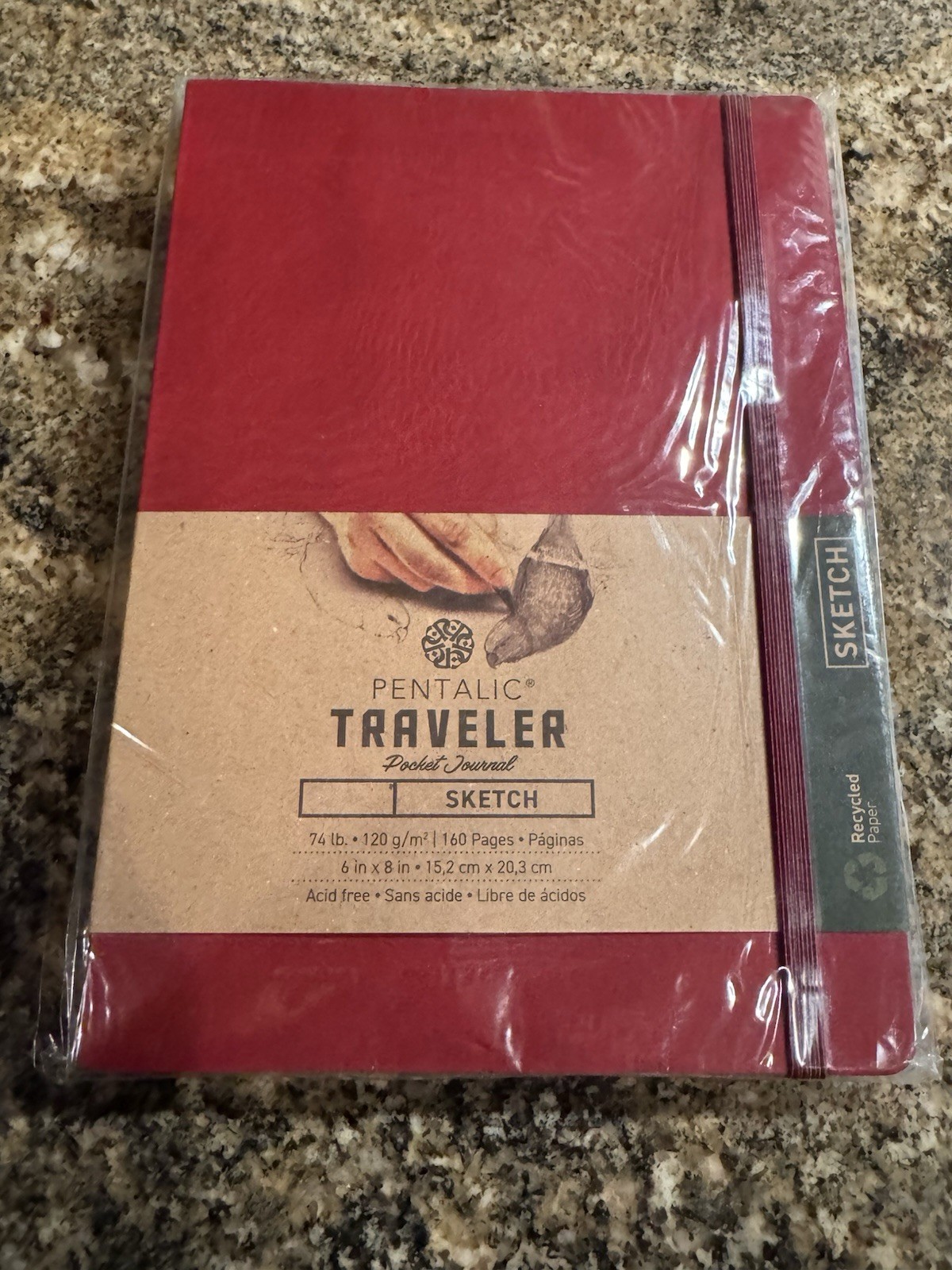 Pentalic Traveler Pocket Journal – 74 lb Sketch 6″x8″ 160 pages Burgundy