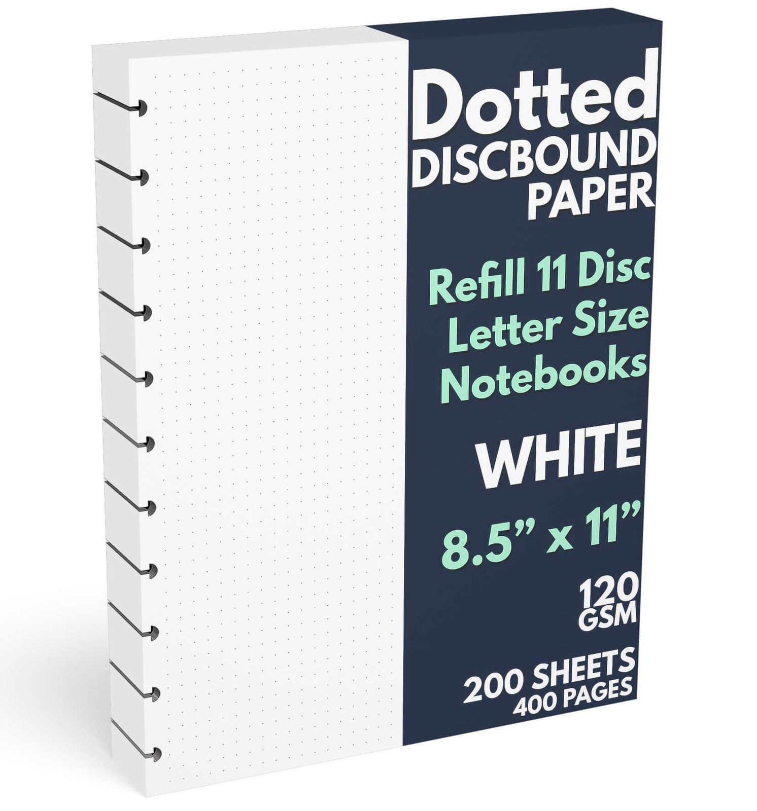 Discbound Letter Size Extra Thick Dot Grid Paper Refill, 200 Sheets, White