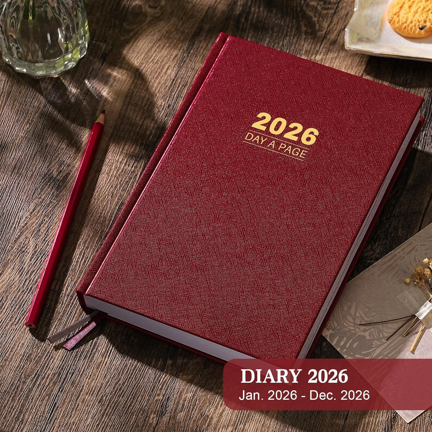 2026 Diary – Diary 2026 Full Page Per Day, Daily Planner 2026, Jan. 2026 – Dec.