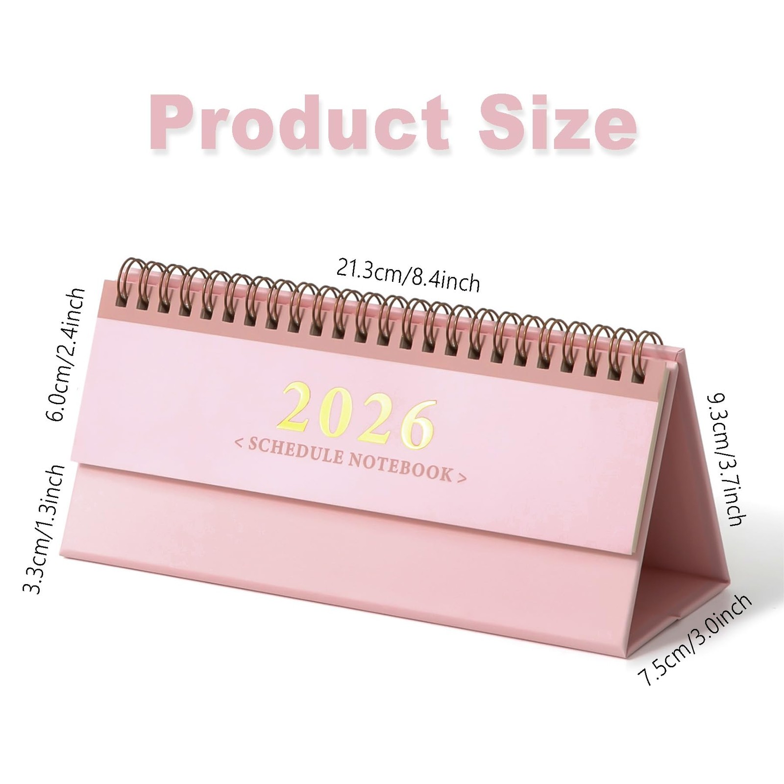 JUNKJWBZ Small Desk Calendar 2025-2026 Standing Flip Mini Calendar, Pink