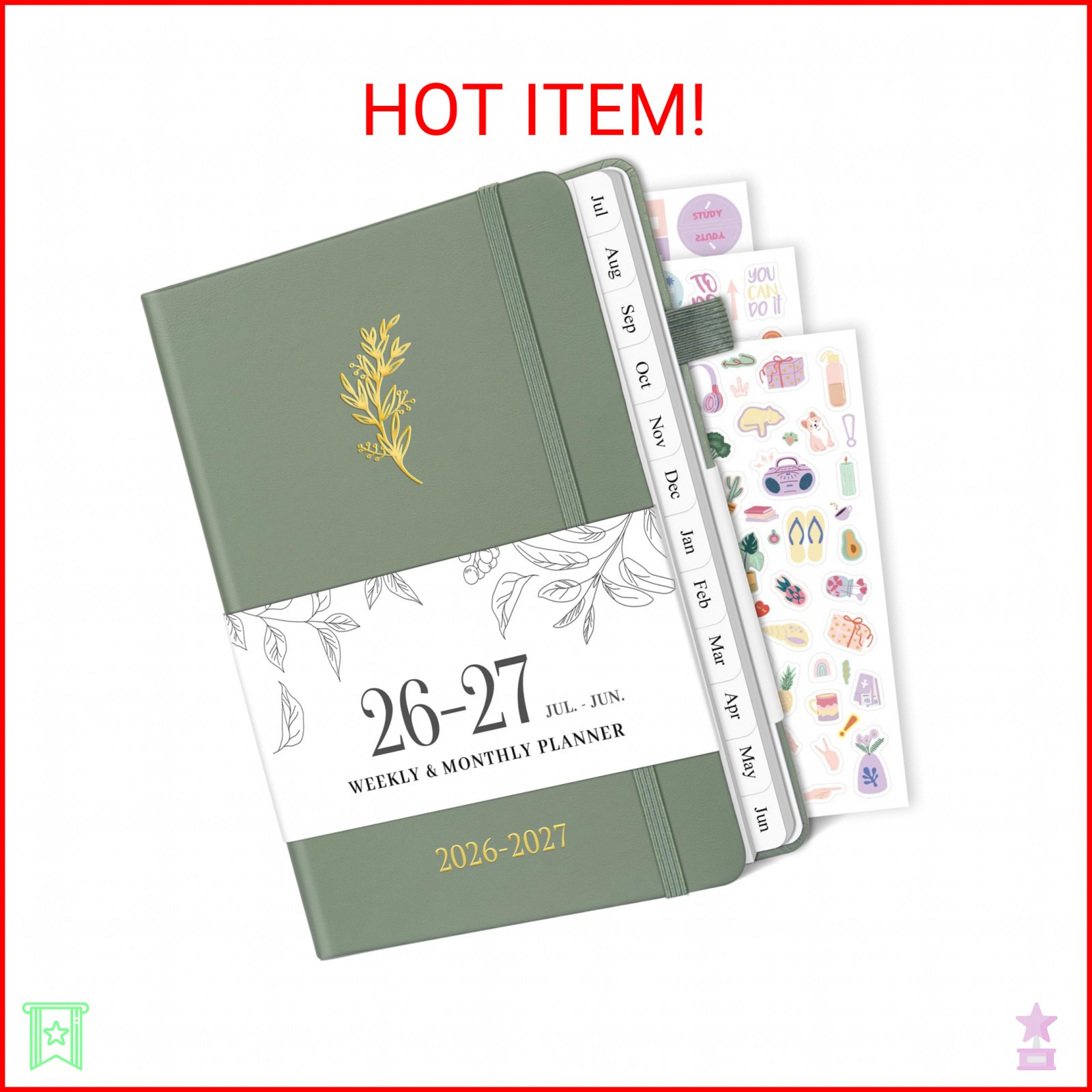 Planner 2026-2027, Weekly and Monthly Planner with Tabs from Jan 2026 – Dec 2026