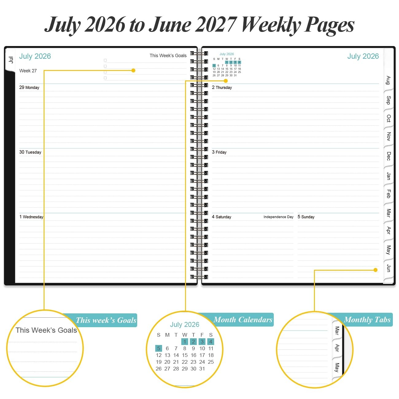 2026-2027 Planner – 8.5″ x 11″ Weekly Monthly from x 11″, Black