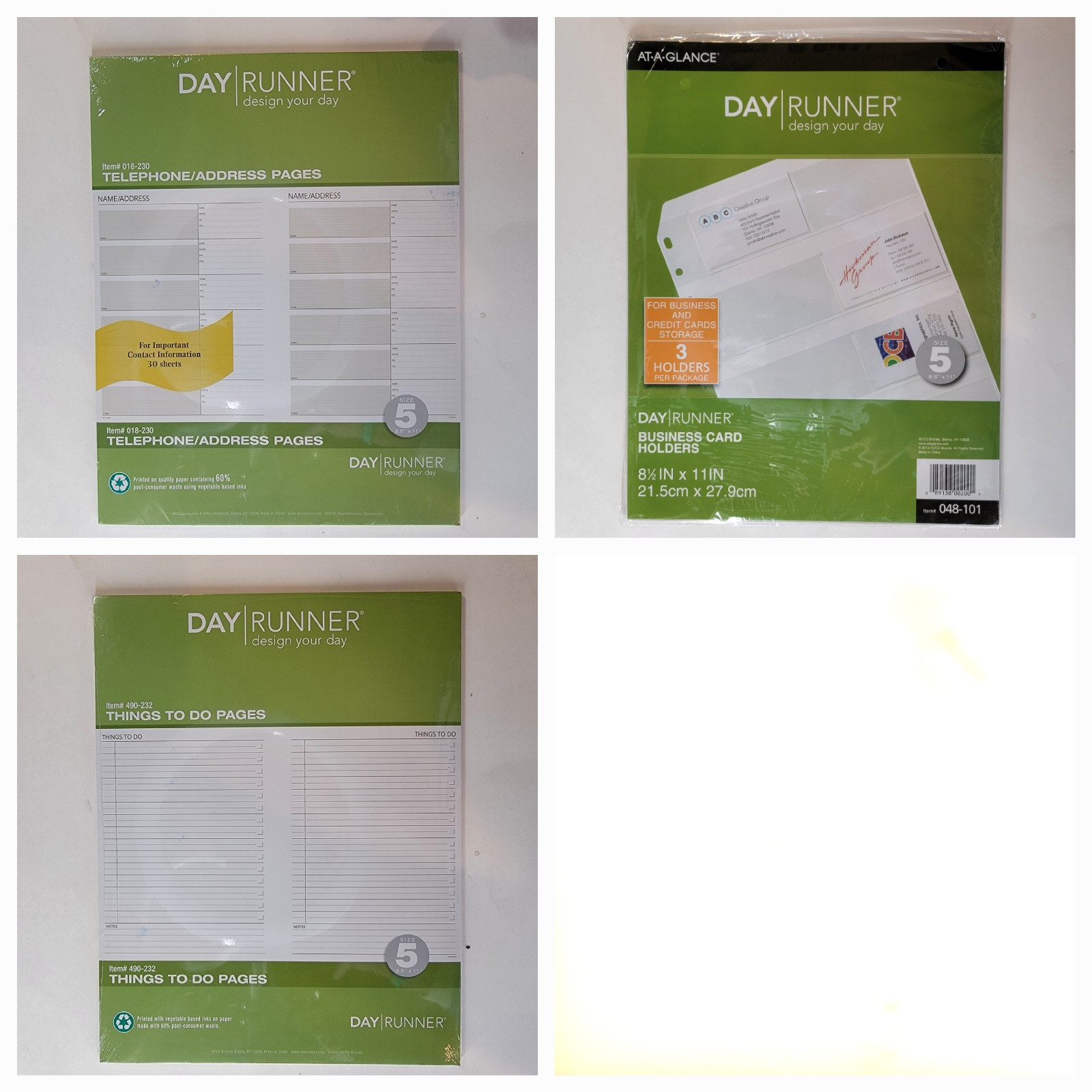 DayRunner Lot(3) 1 Telephone Address 1 Things to Do and 1 Biz/Credit Card Holder