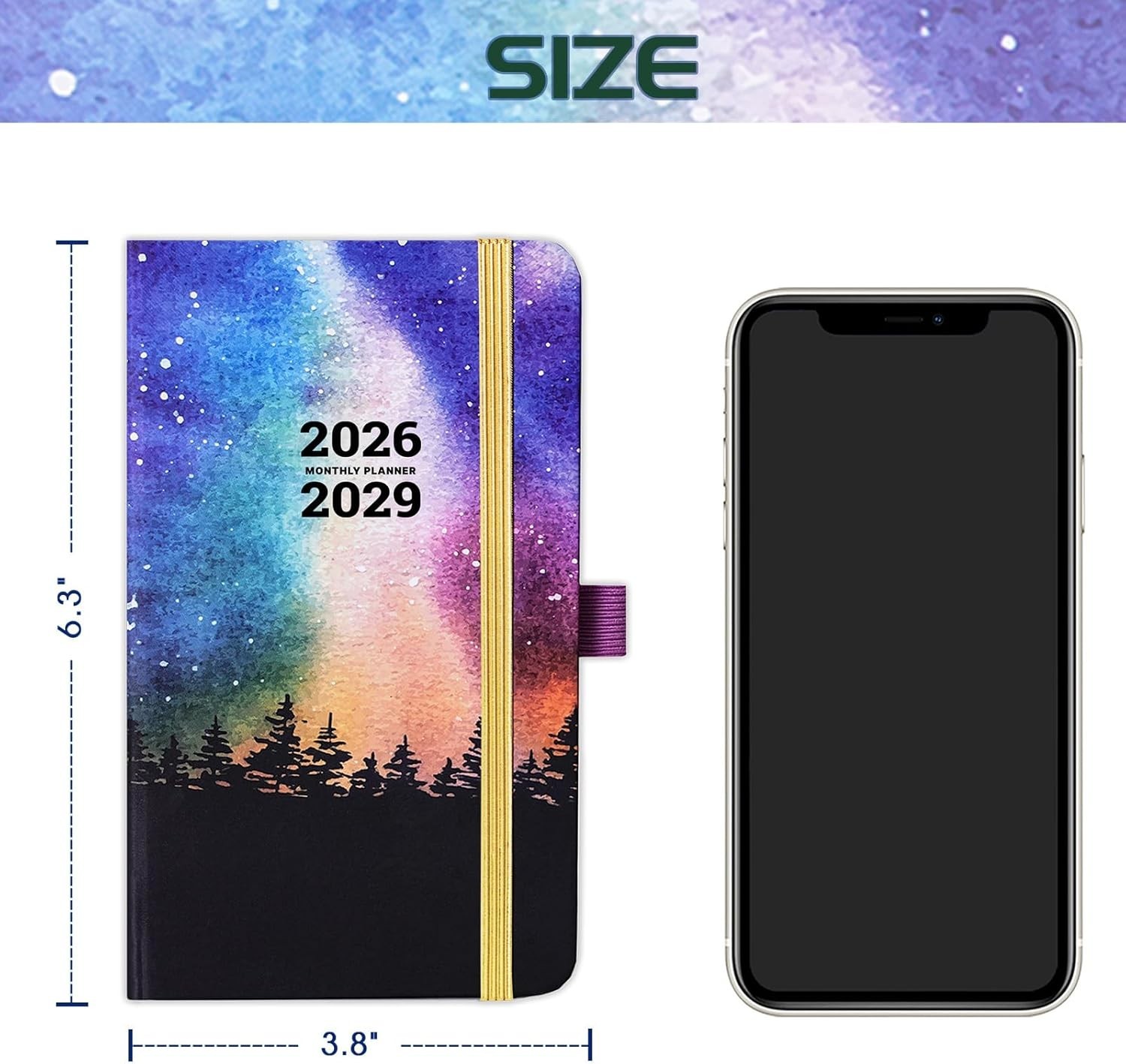 Portable 36- Planner 2026-2029: Inner Pocket & Pen Holder Included