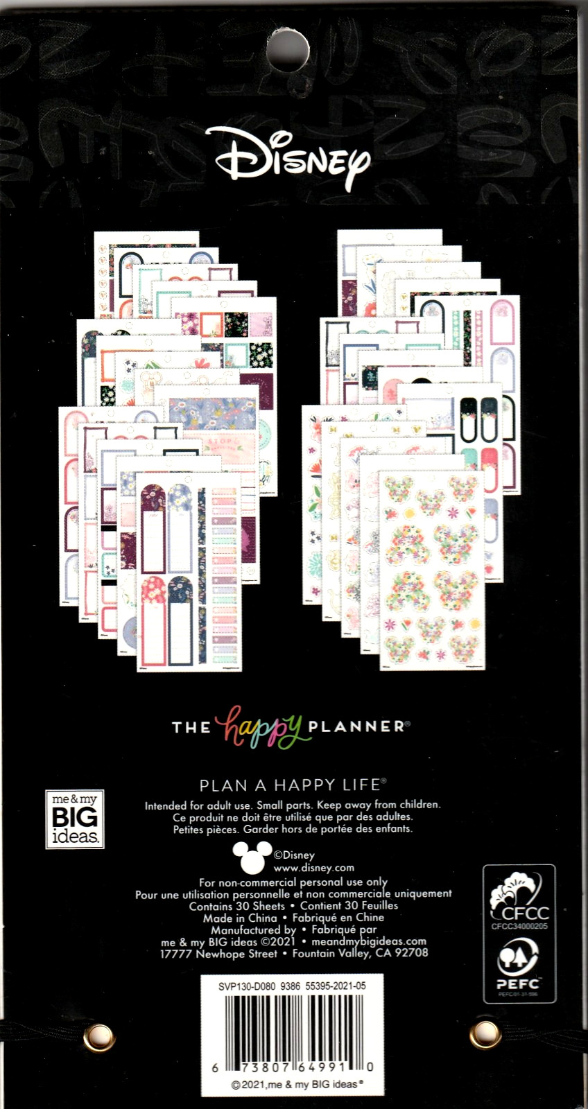 Disney Happy Planner FLORAL MICKEY & MINNIE Sticker Book – 644 Pieces – NEW