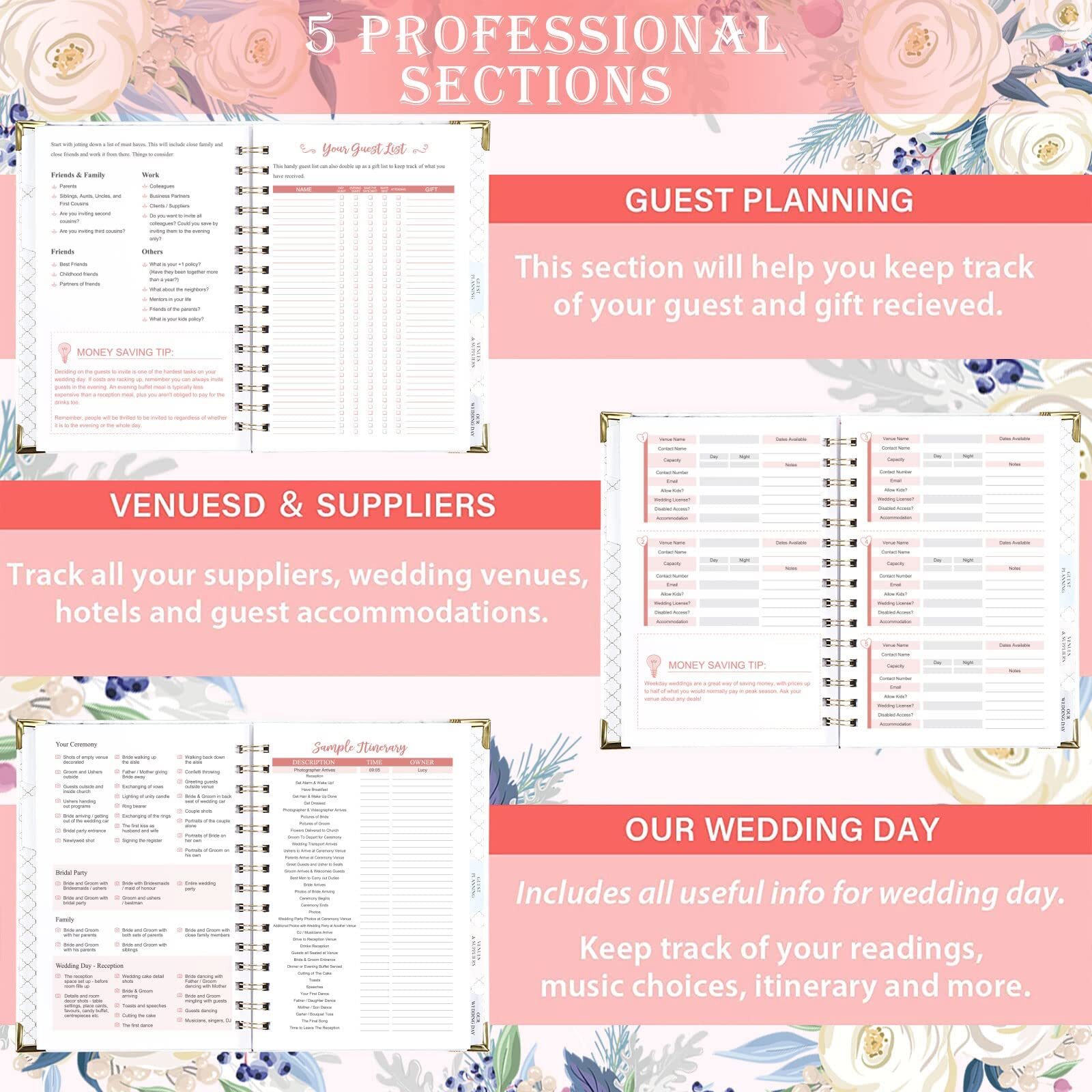 Wedding Planner and Organizer Book Engagement Gift Hardcover for Couples Brides