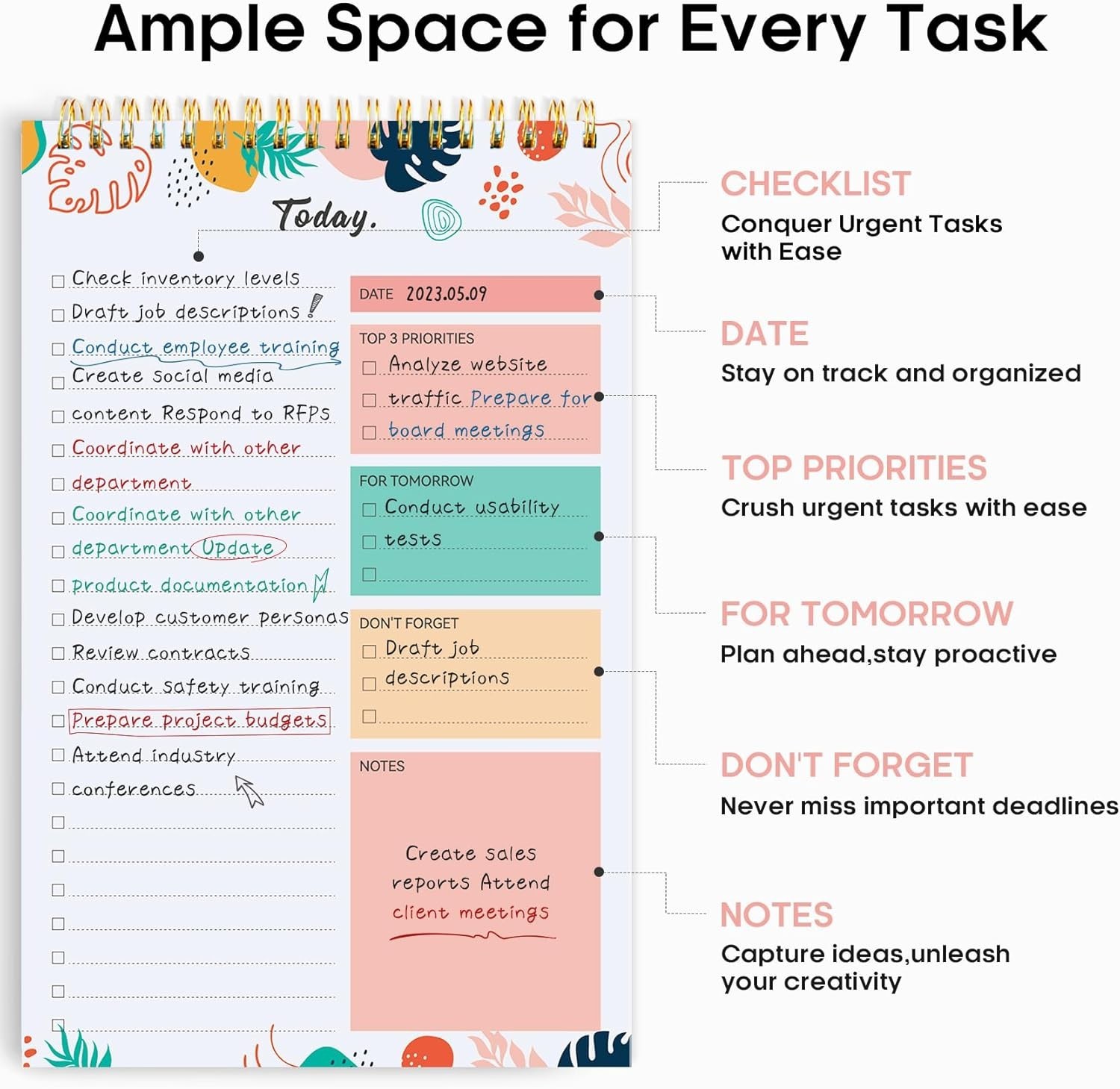Versatile Daily Planner Notepad – 52 Ruled Sheets, 9.8×6.5 for Organized Living