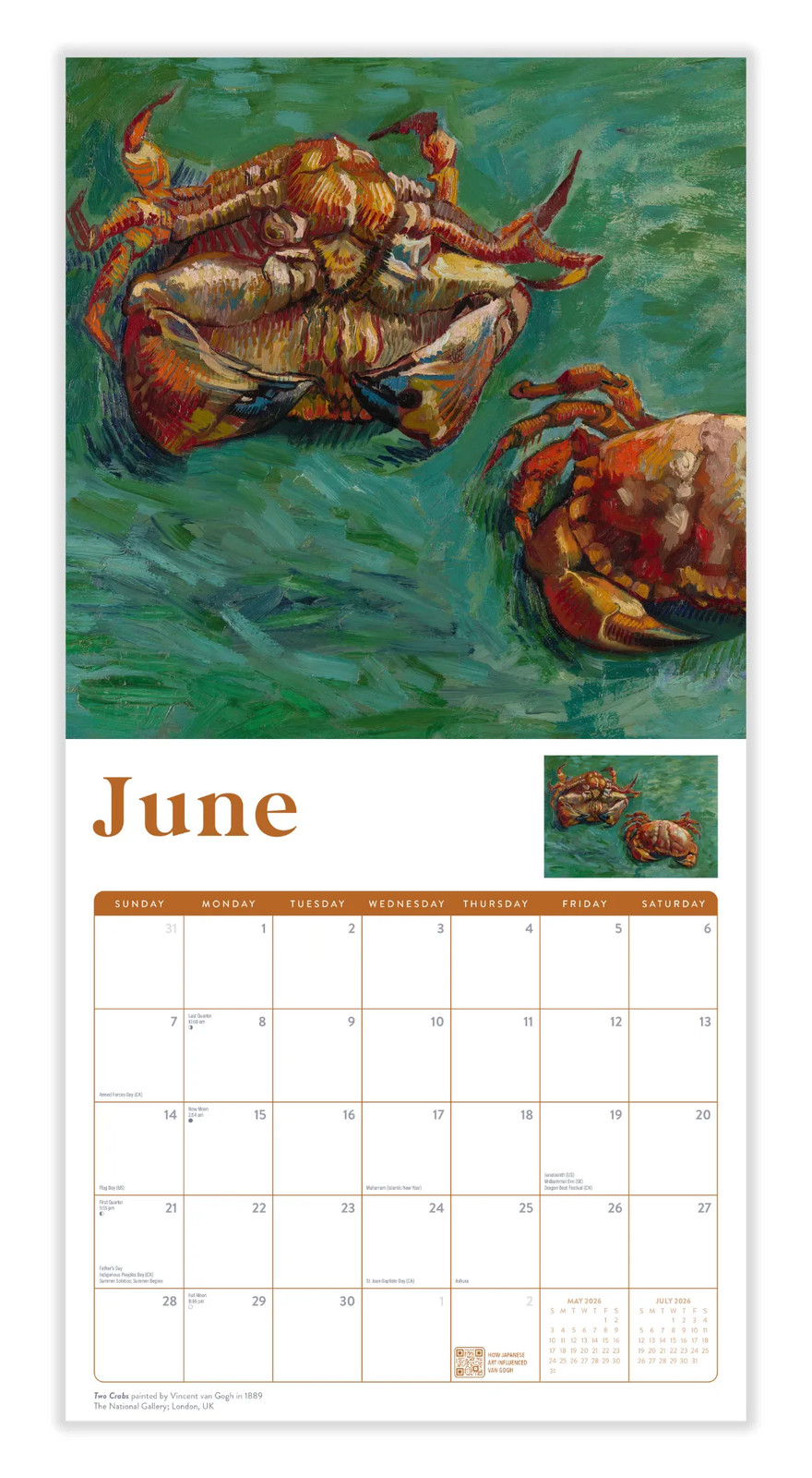 Van Gogh Calendar 2026 | 12″ x 24″ 12 Month Calendar | Marble City Press