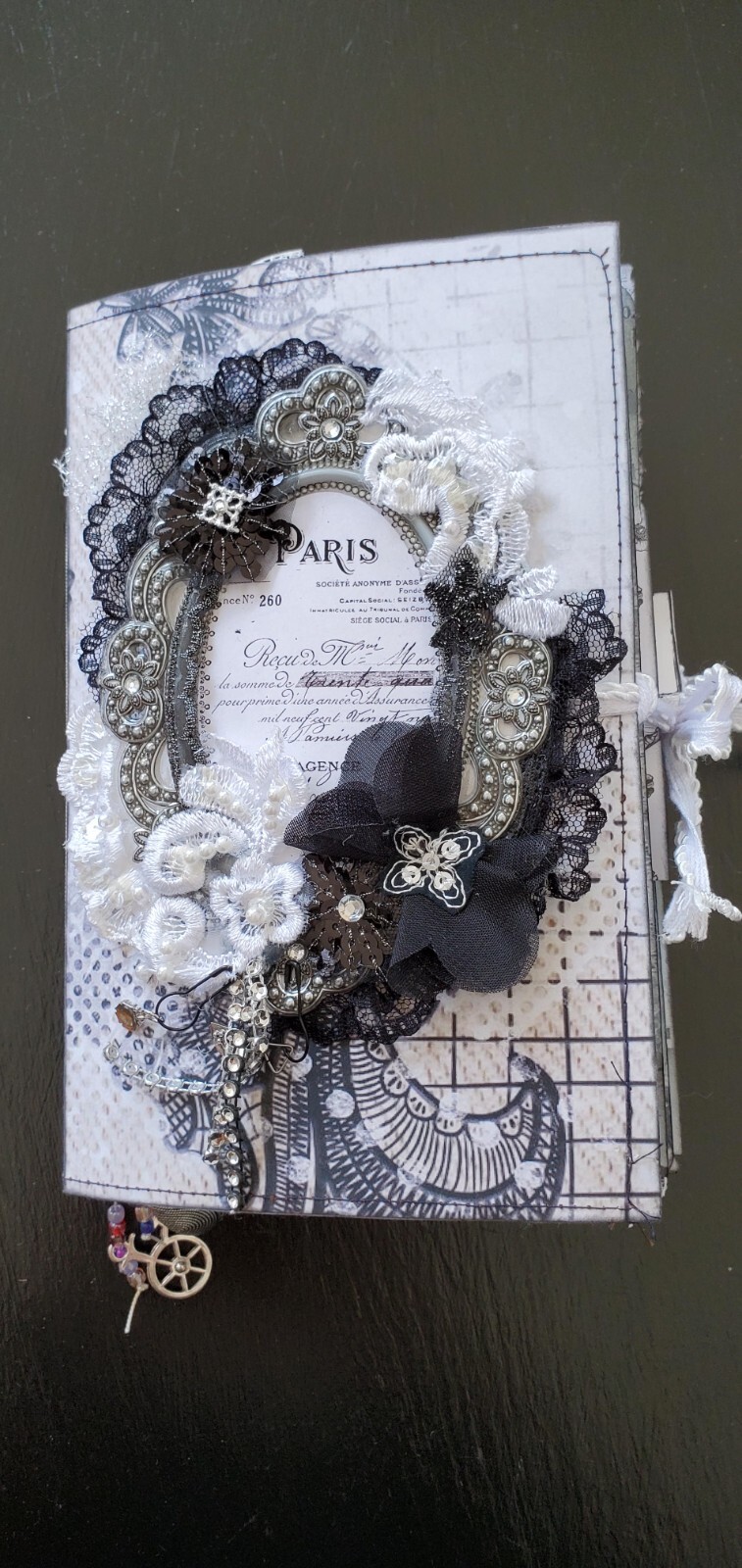 Junk Journal Black & White Elegant Handmade Victorian Themed Laces