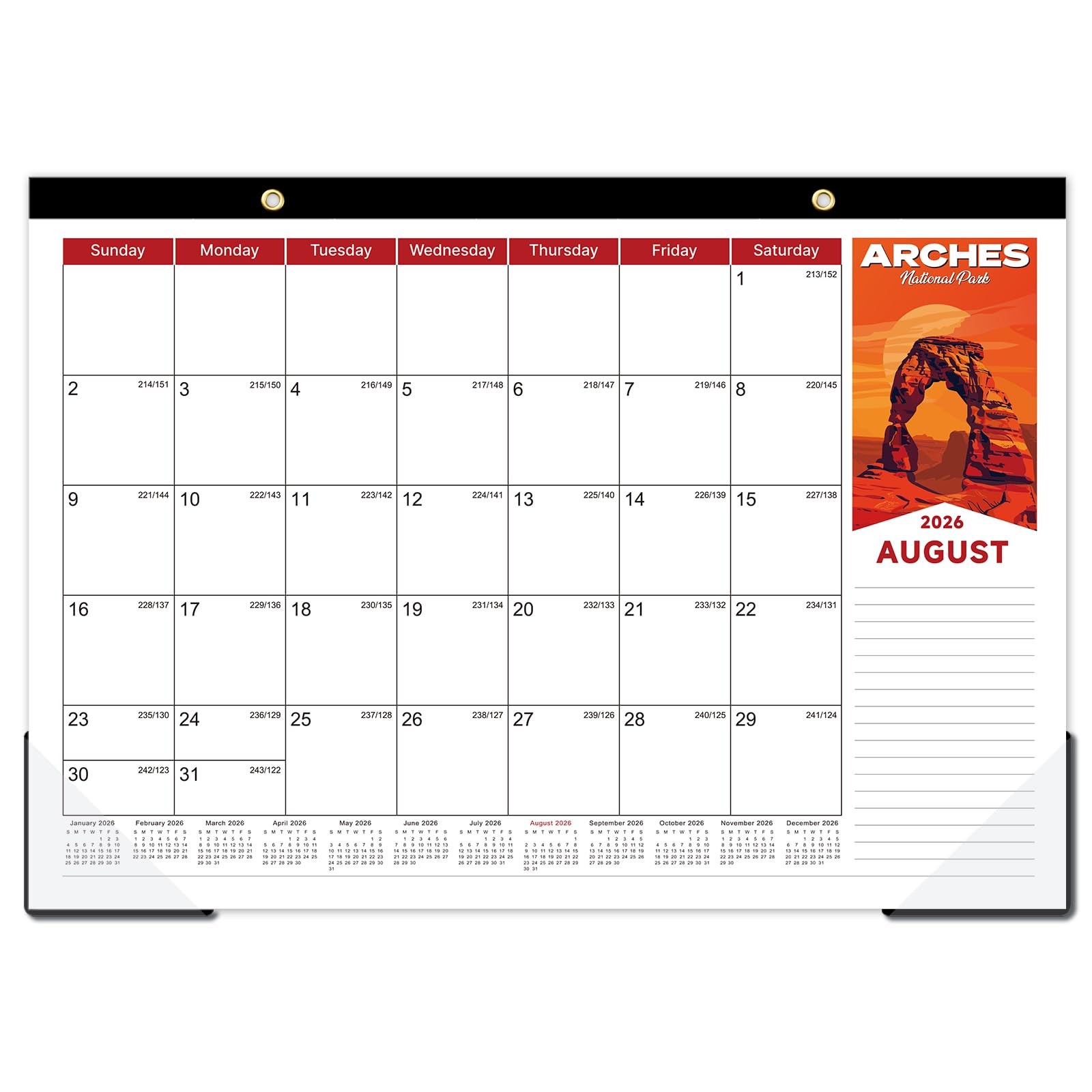 2026 Desk Calendar – 2026 from Jan. 2026 – Dec. White-Blue