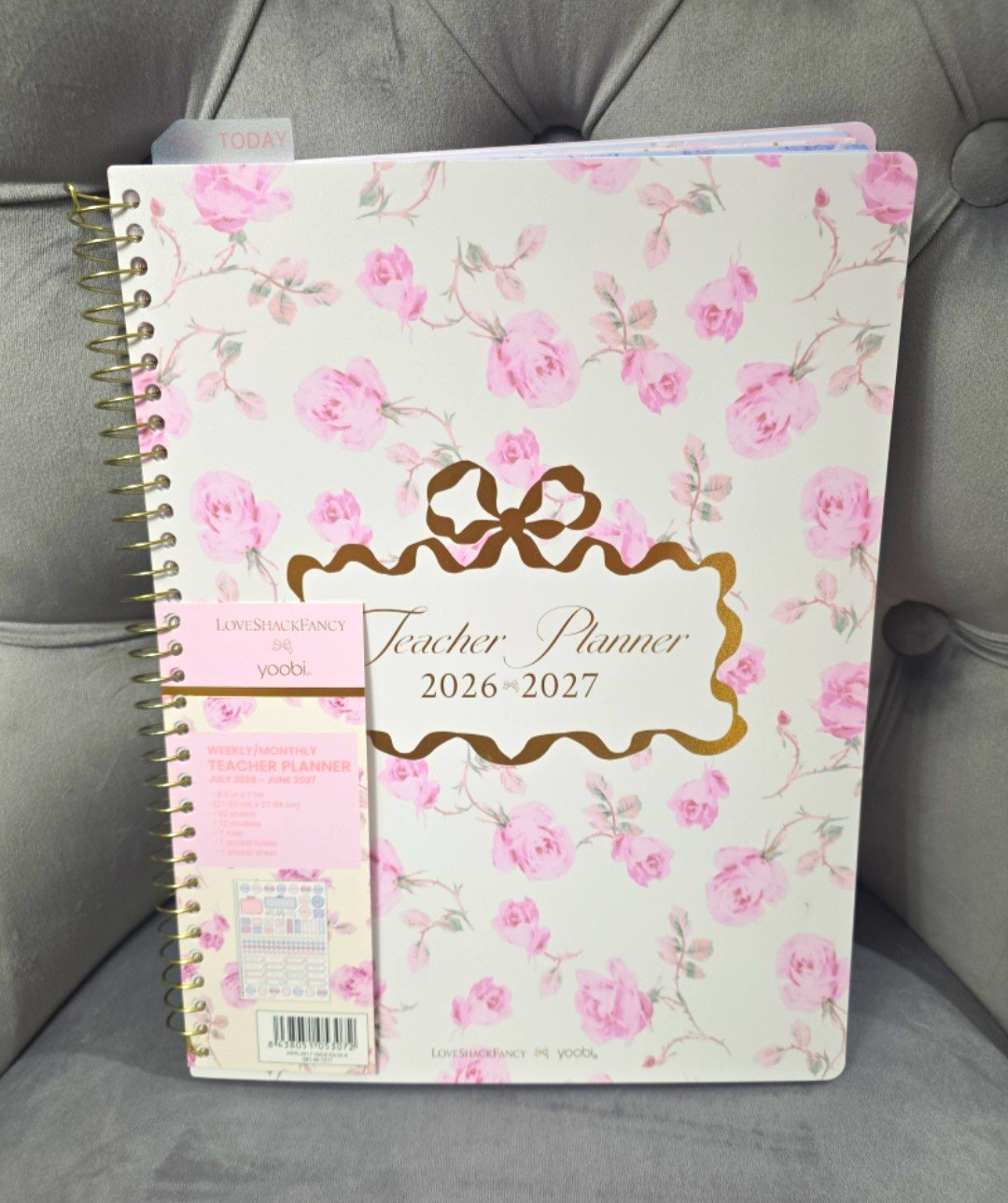 LoveShackFancy x Yoobi Teacher Planner 2026-2027 Weekly/Monthly Spiral Floral
