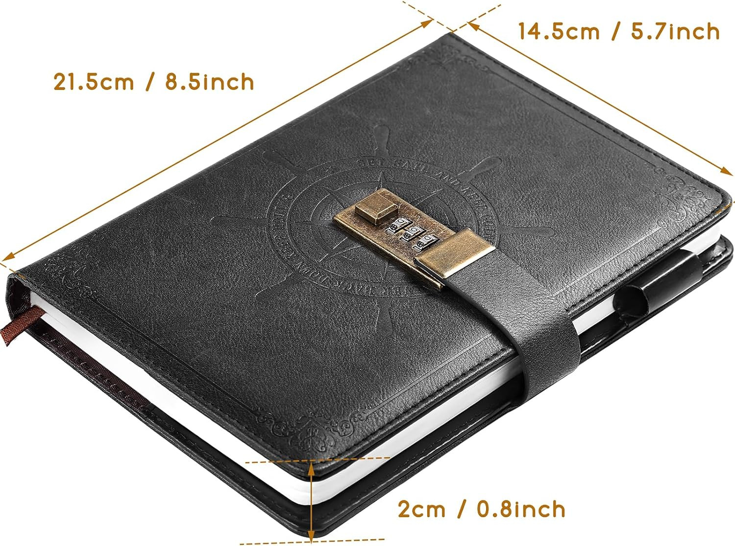 Black Journal with Lock, Refillable Faux Leather Lock Diary Notebooks Planner…