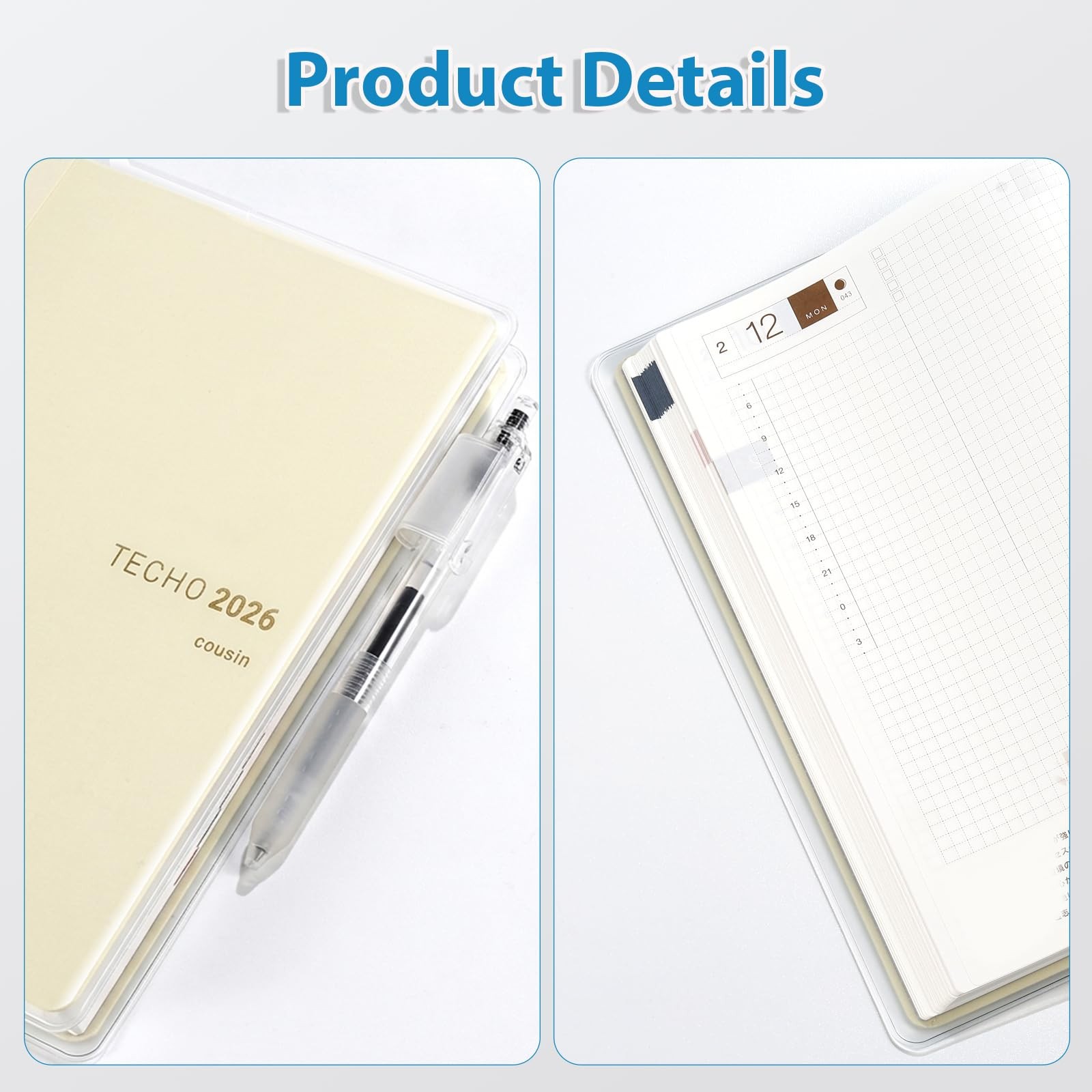 A5 Clear Planner Cover, Fits for Hobonichi Techo Cousin 2026 A5, Transparent