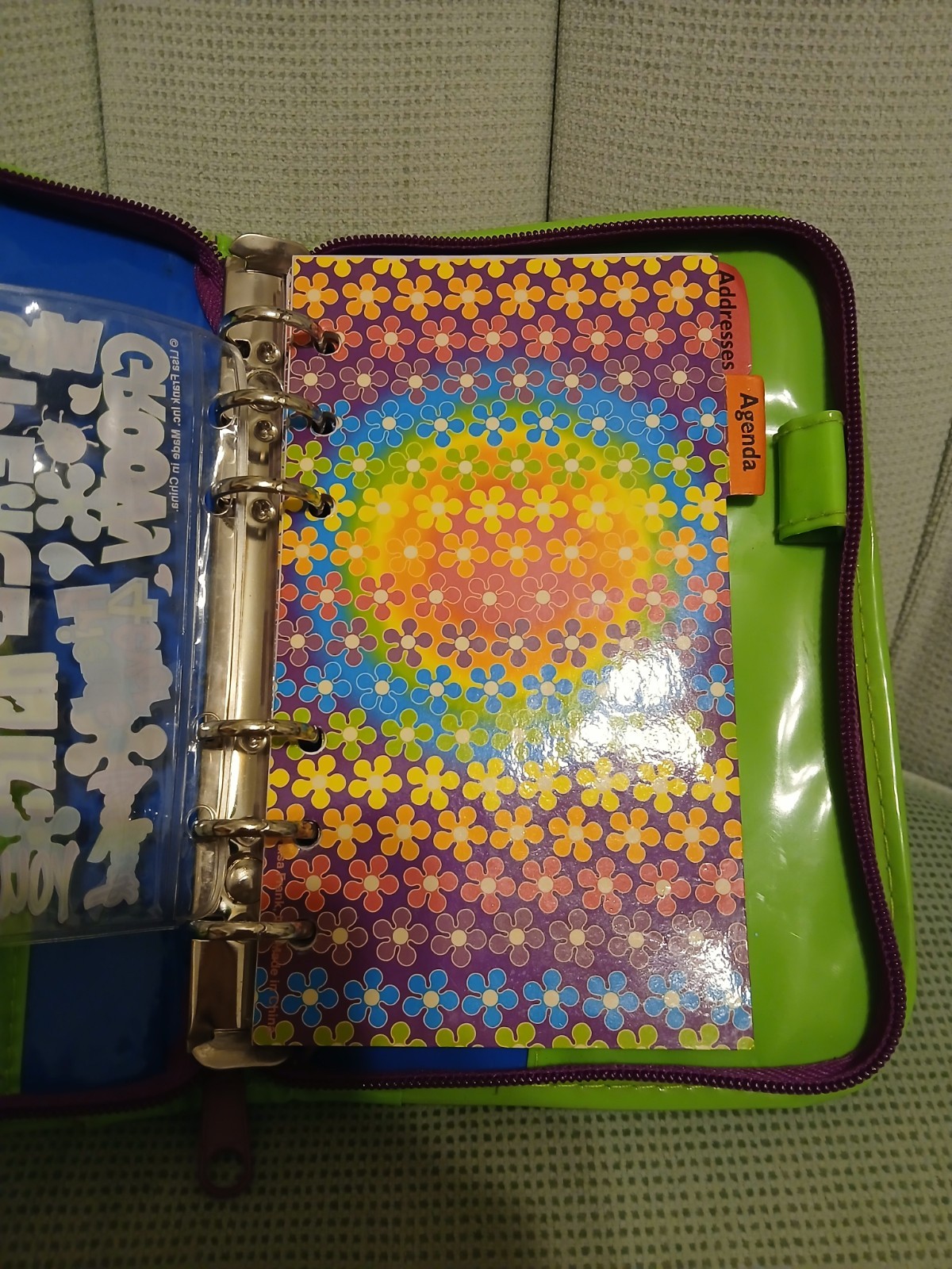 Vintage Lisa Frank Holographic Groovy Flowers Zippered Mini Planner 90s – y2k