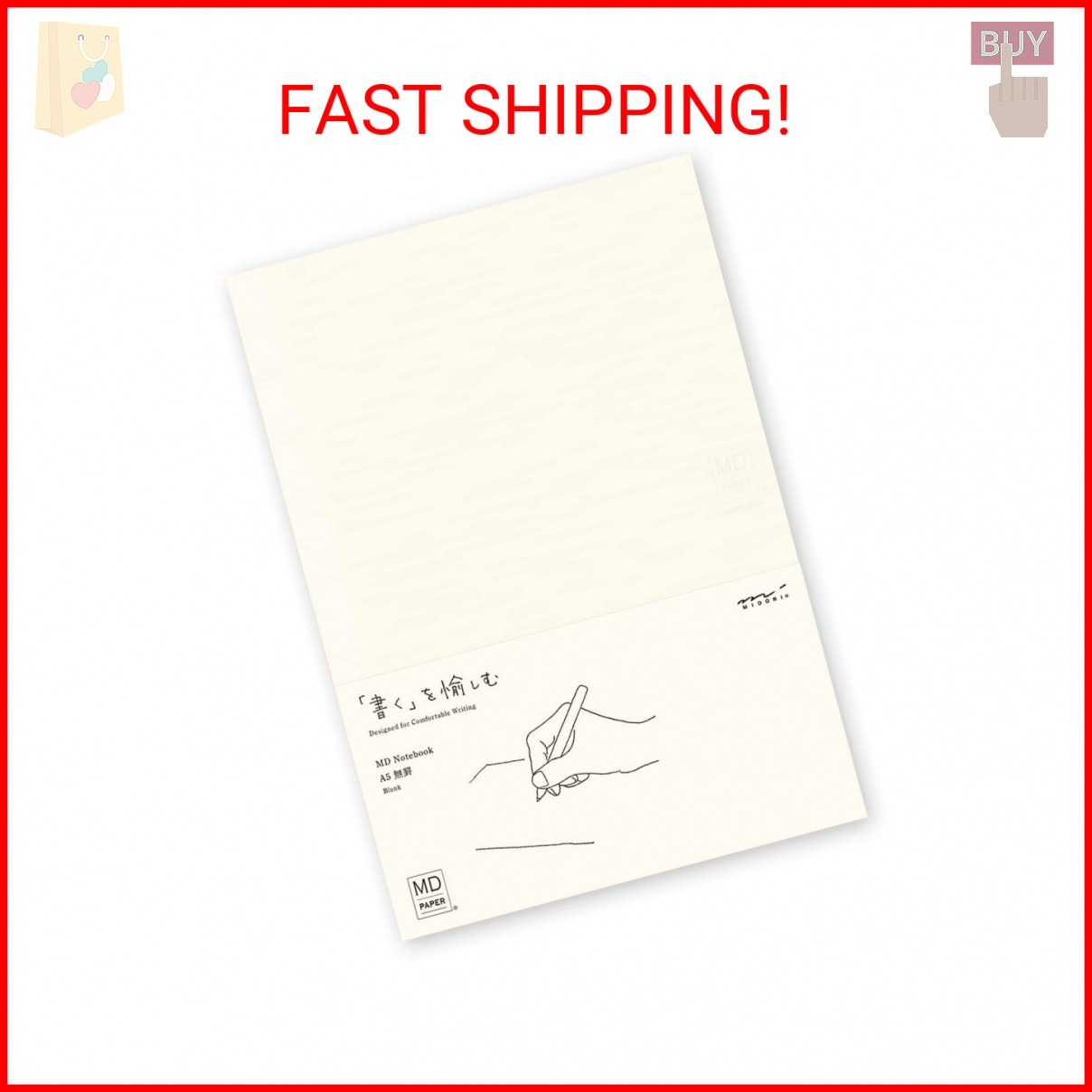 DESIGNPHIL 15293006 Midori Notebook, MD Notebook, A5, Unruled A