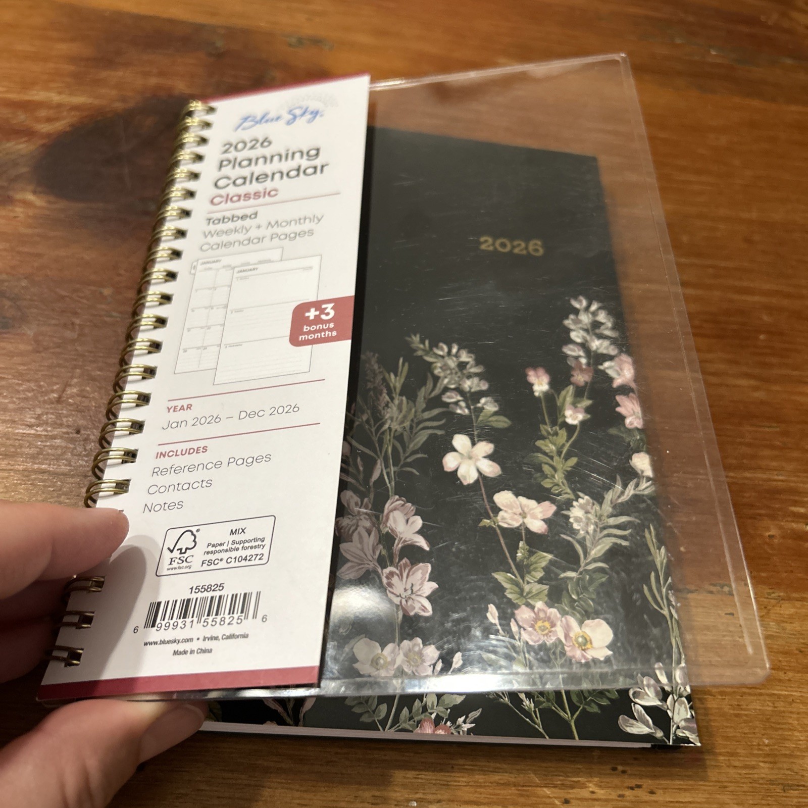 BLUE SKY 2026 WEEKLY/MONTHLY PLANNER 8-1/2″ X 11″ 155825 NEW Black Flowers