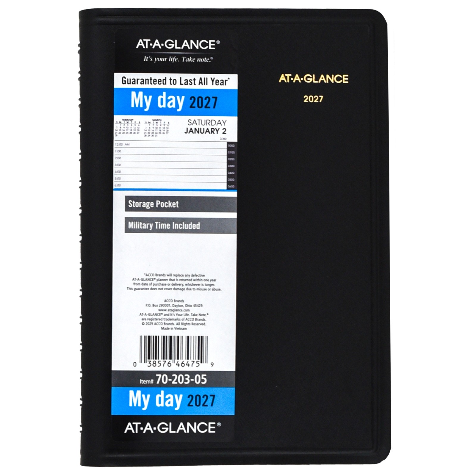 2026 At-A-Glance 70-203-05 24-Hour Daily Appointment Book, 5 x 8″