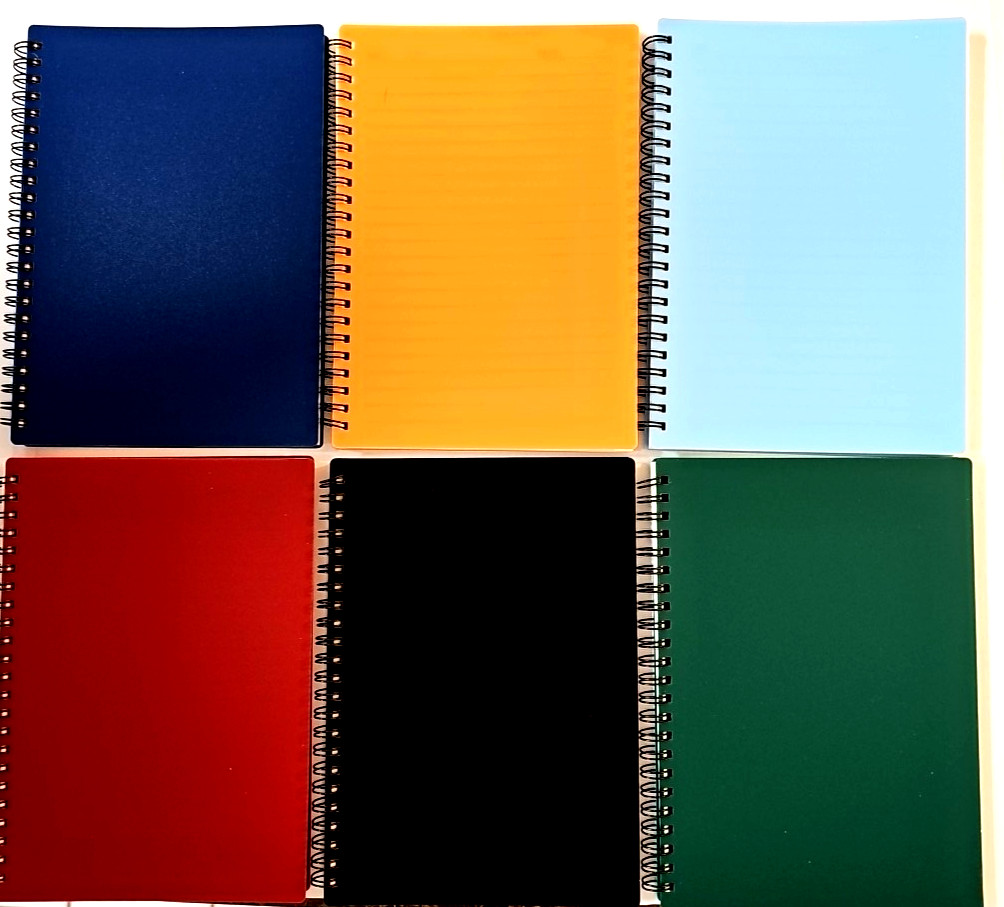 Lined Notebook PVC Cover 80 Lined Double-Spiraled Sheets 6 Colors 5.5 x8.5″ NEW