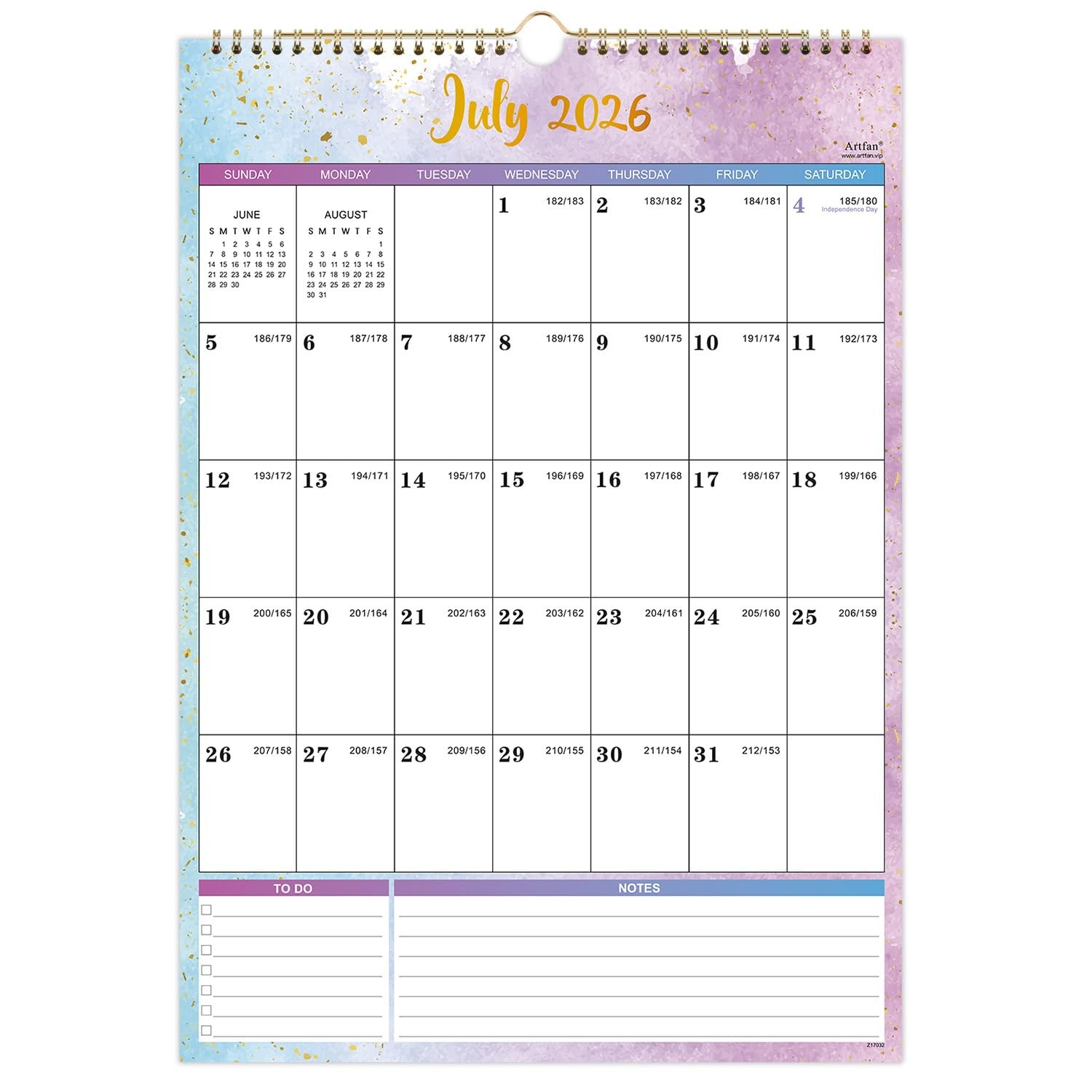 Calendar 2026-2027 – Wall 2026-2027, Jul. 2026 – Dec. 17″ x 12″