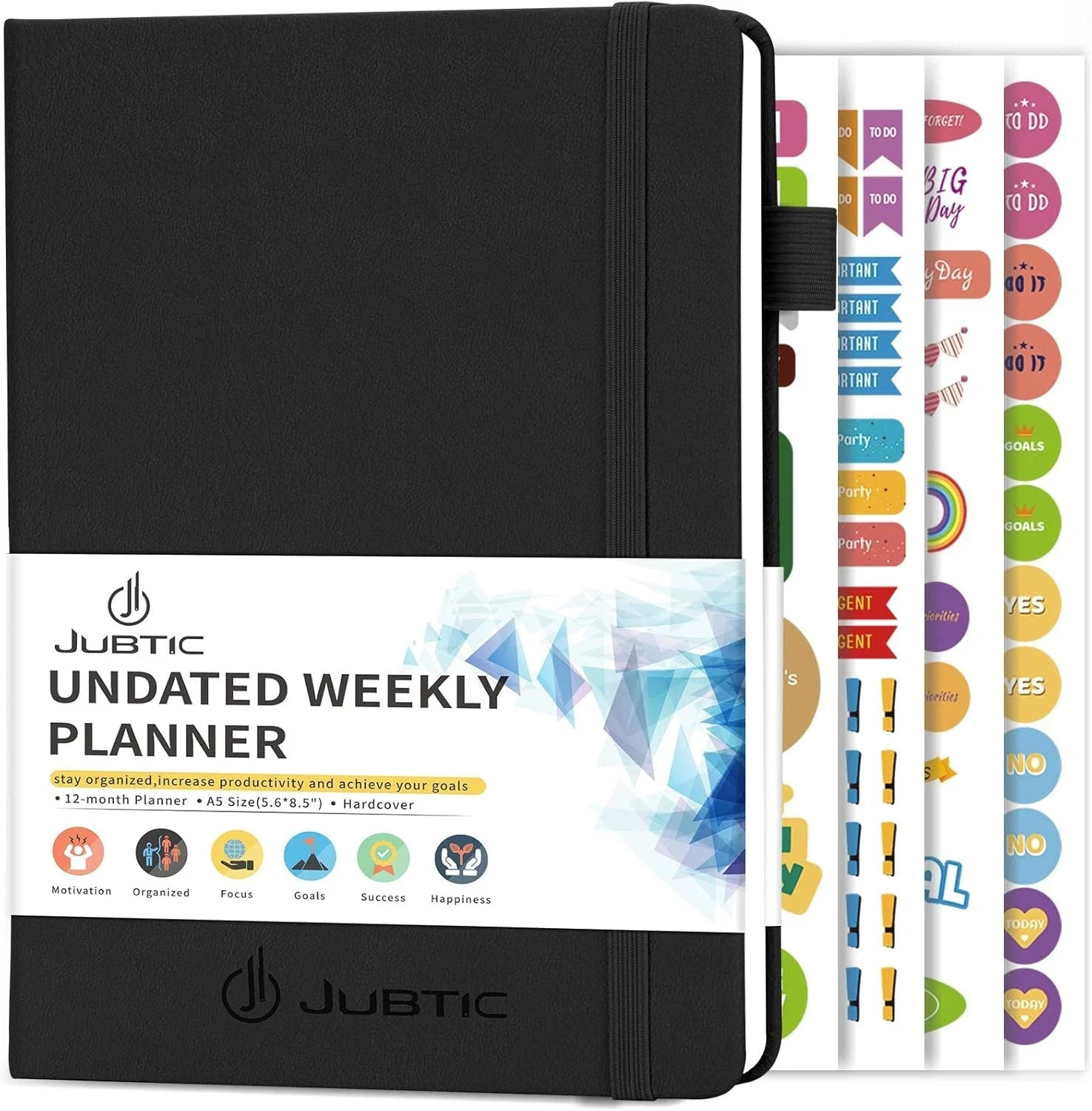 JUBTIC Undated Planner Weekly and Monthly A5-Weekly Planner, Black
