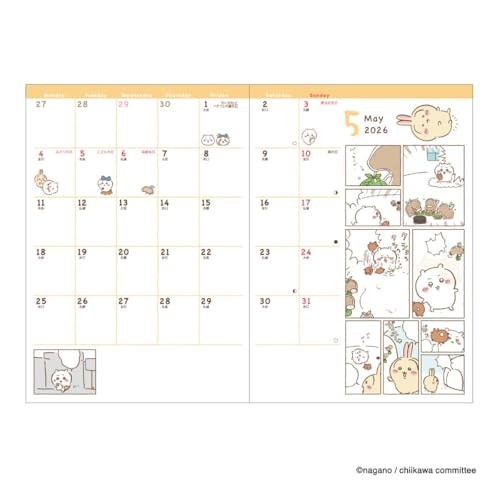 2026 Planner B6 Comic Monthly Diary Chiikawa/Fried Crab Claws