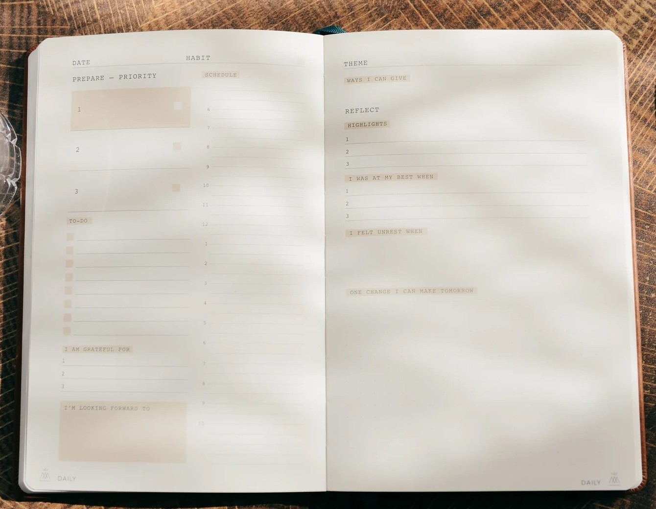 NEW MONK MANUAL 90-day planner, 260 Pages Vegan Brown Leather Journal