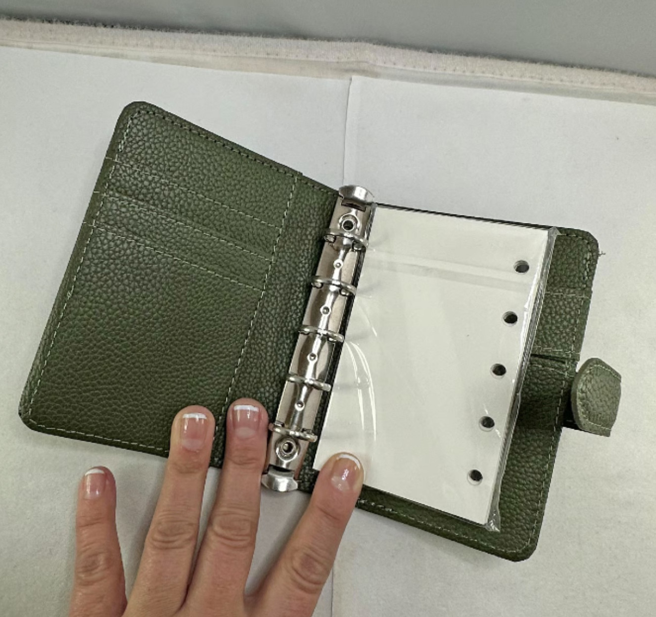 Olive Pebbled Leather Pocketbook with Planner