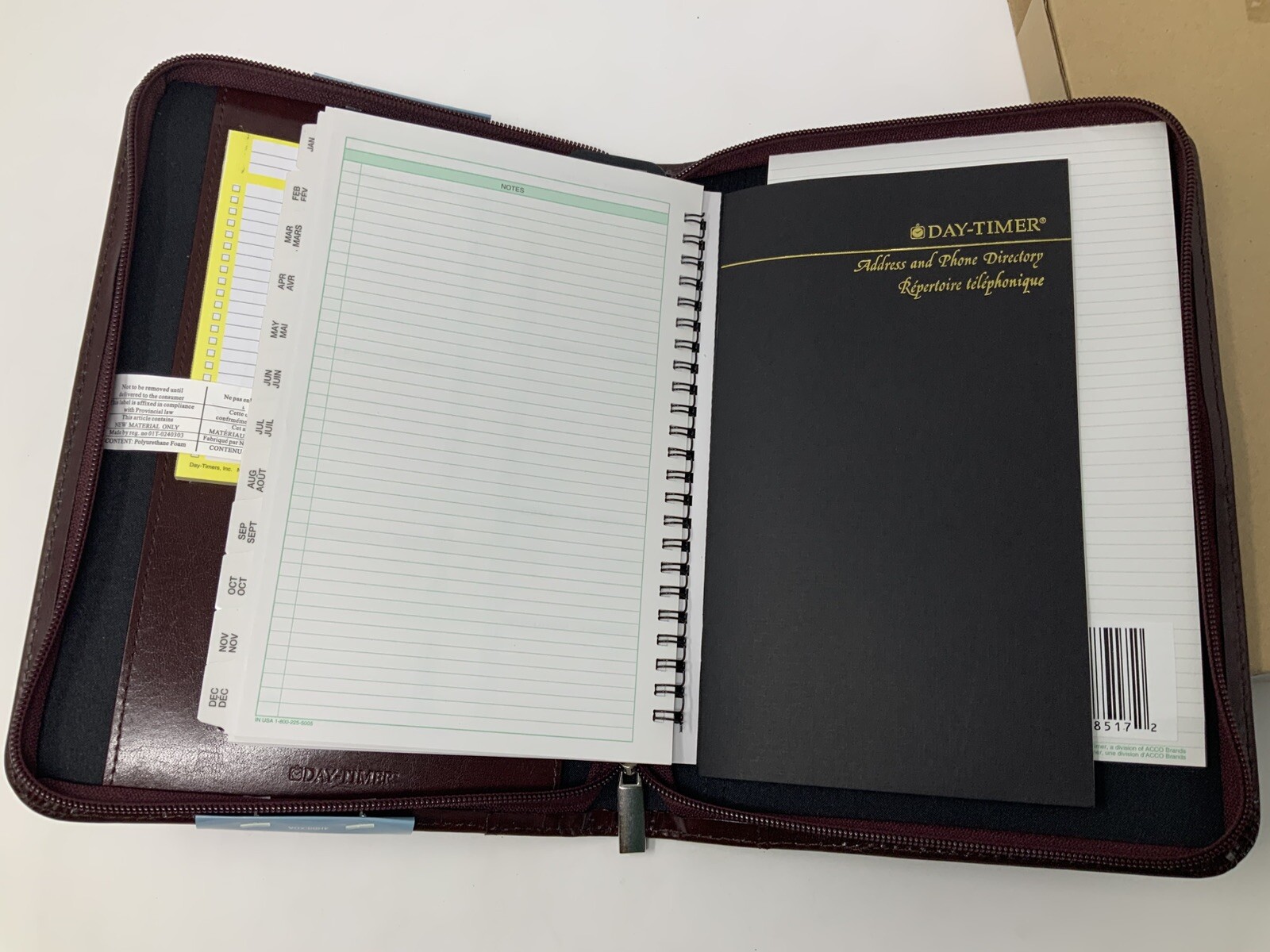 Day-Timer Wire-Bound Leather Organizer System Burgundy #D68517