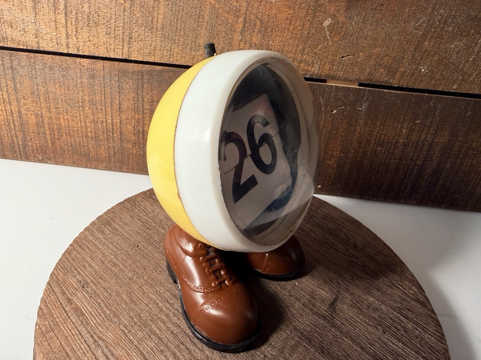 J.S.N.Y Space Age Perpetual Desk Button Flip Calendar Yellow Orb Ball on Boots