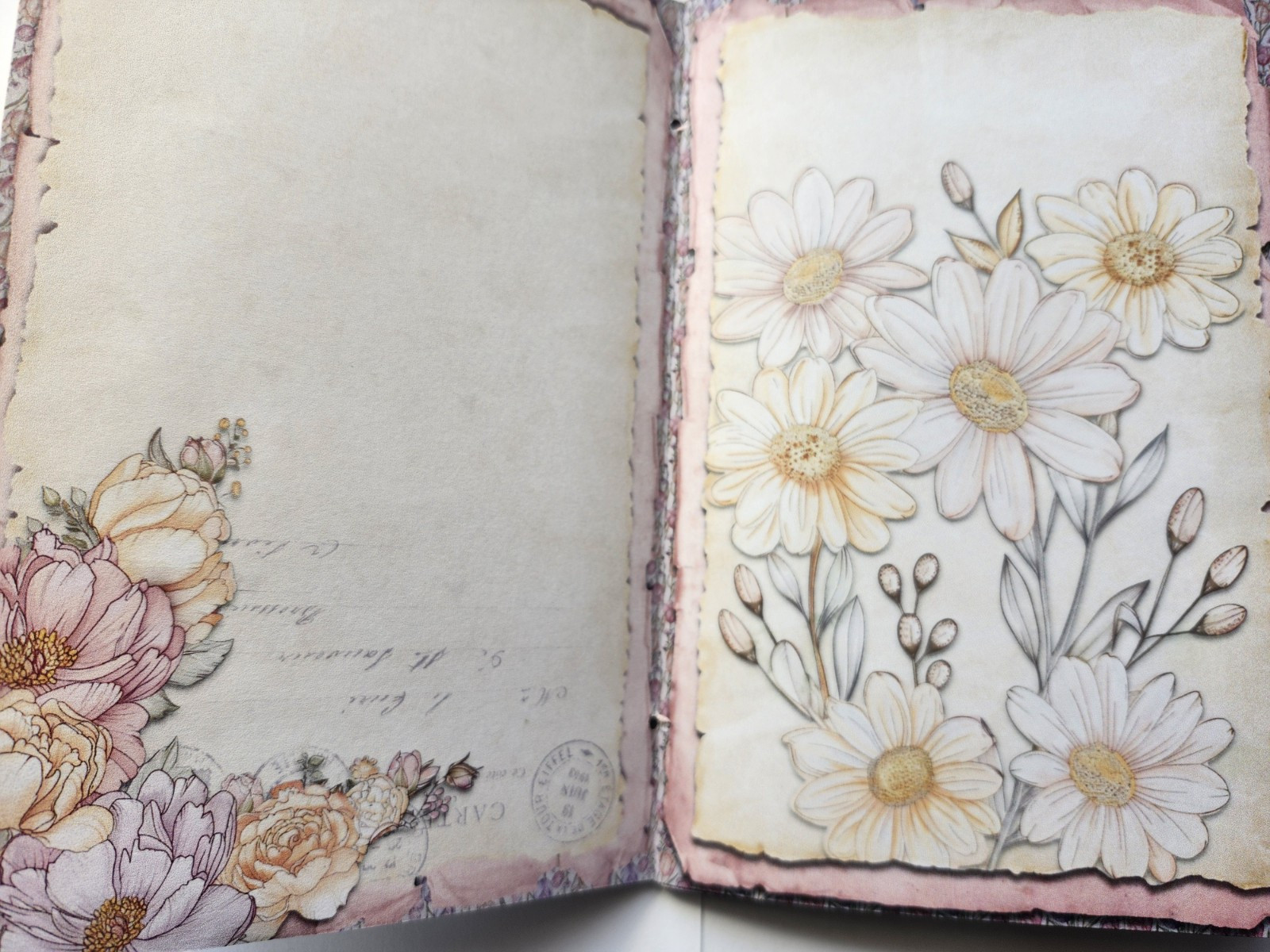 Junk Journal Blank Booklet “SPRING FLING” HANDMADE Easter Spring Florals LG 40pg