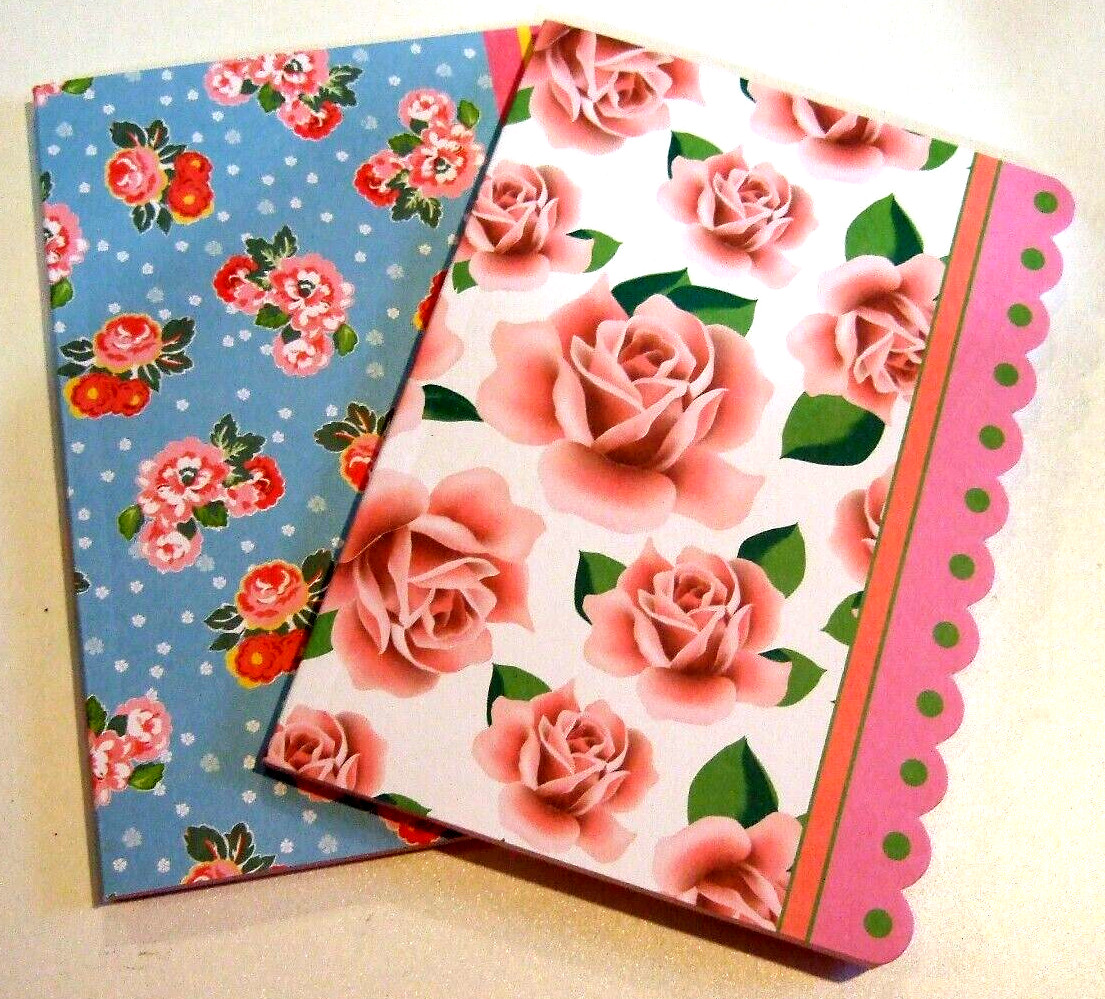 Lot of Two Floral Heavy Cardstock Covered Lined Journals – NEW (#9)