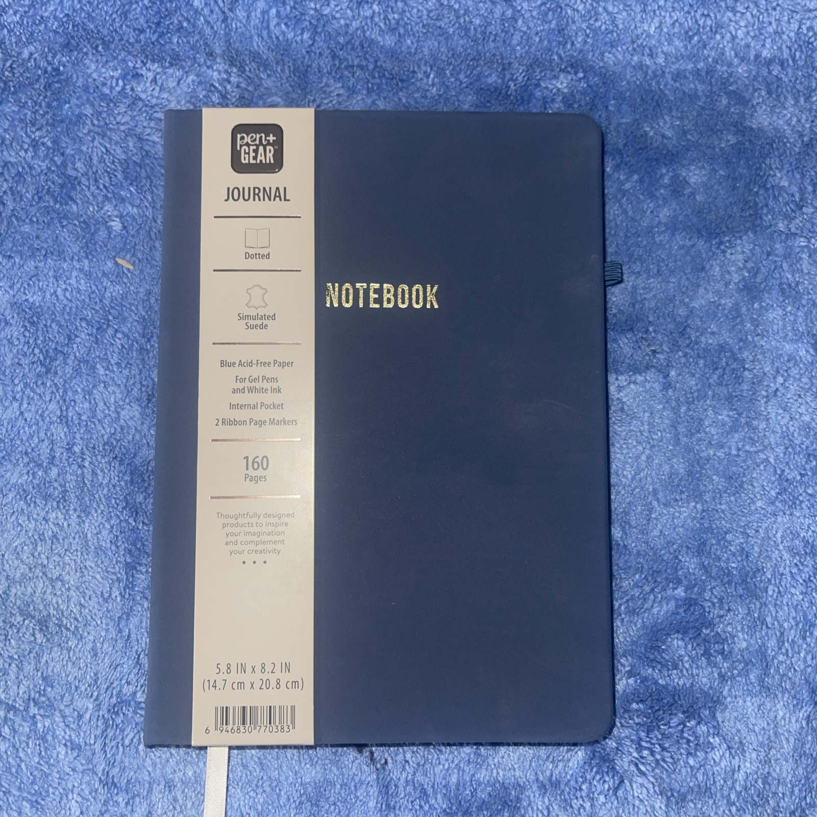 Dotted Notebook Acid-Free 160 Pages Suede Cover Internal Pocket Ribbon Markers