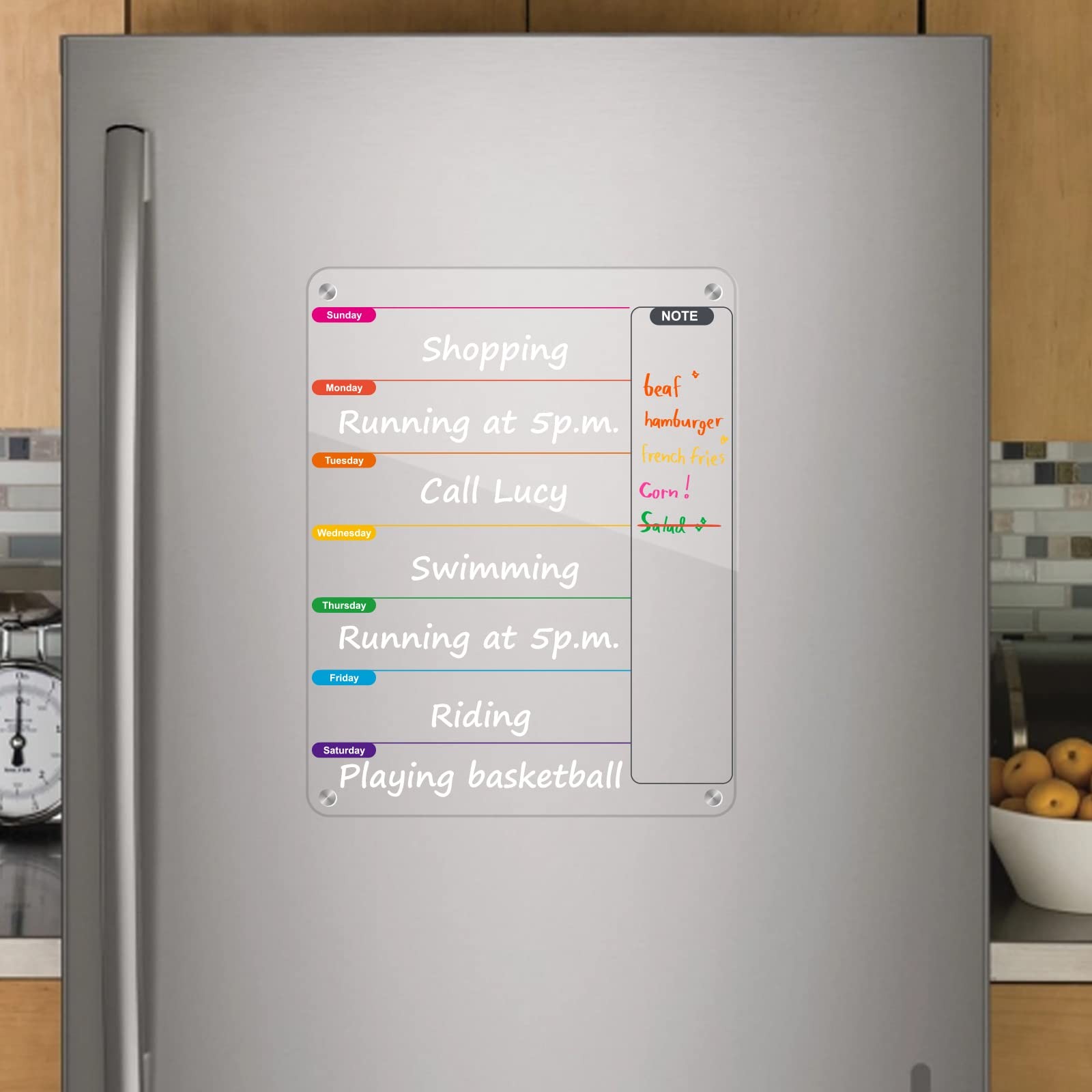 Kamehame Acrylic Dry Erase Board for Refrigerator, Magnetic Transparent