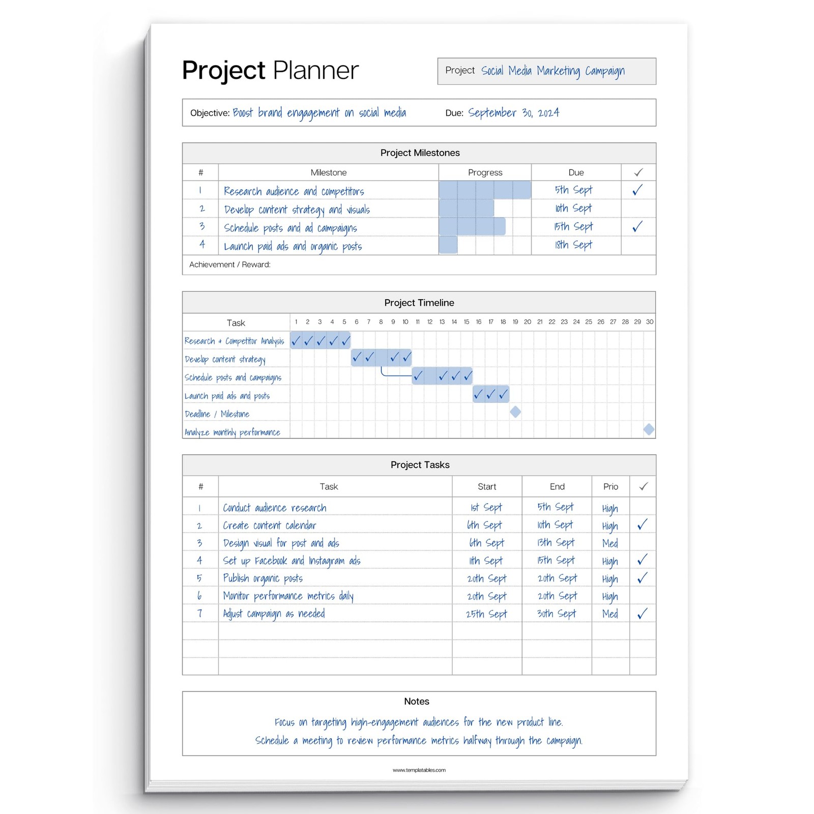 Project Planner Notepad – Project Management Organizer Desk Pad – Manage Proj…