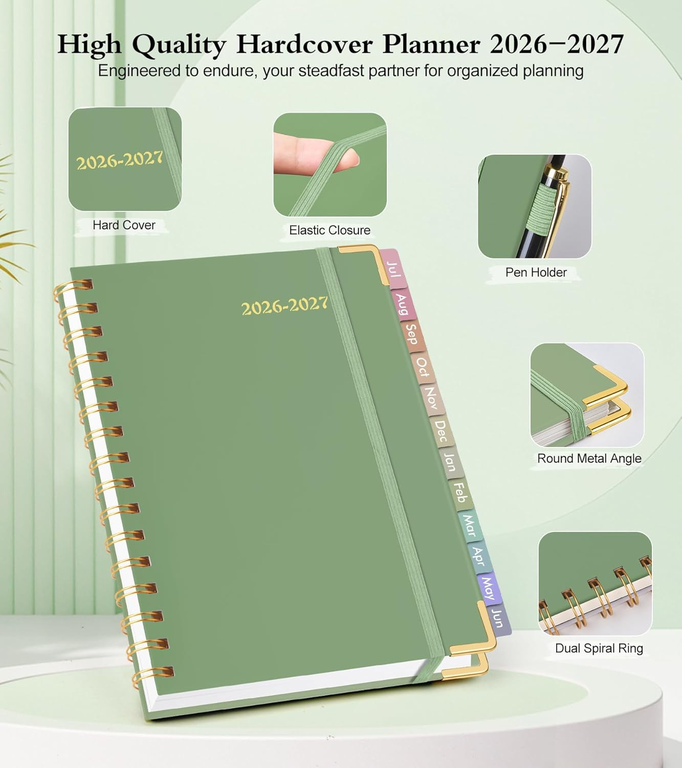 Academic Planner 2026-2027, Hardcover Weekly and Monthly Calendar Planner from J