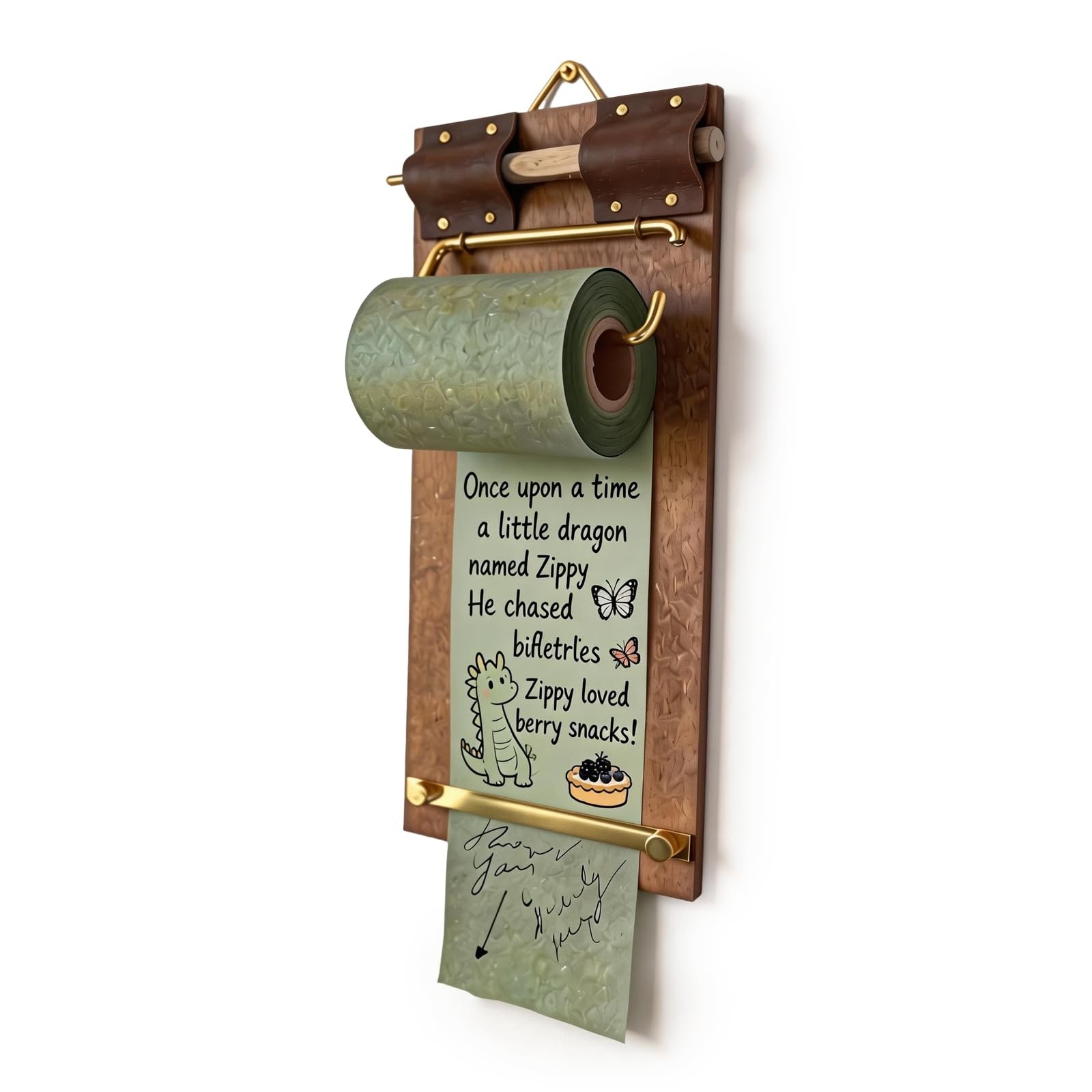 Sticky Note Dispenser, Vintage Paper Roll Dispenser with Wooden Base,…