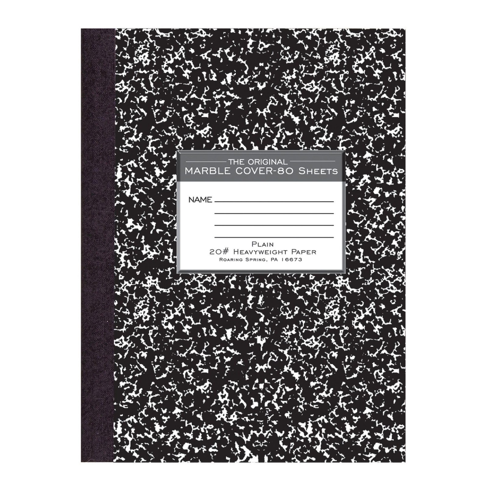 ROARING SPRING Signature 10.25″ x 7.875″ 80 Sheets (Pack of 1), Black Marble