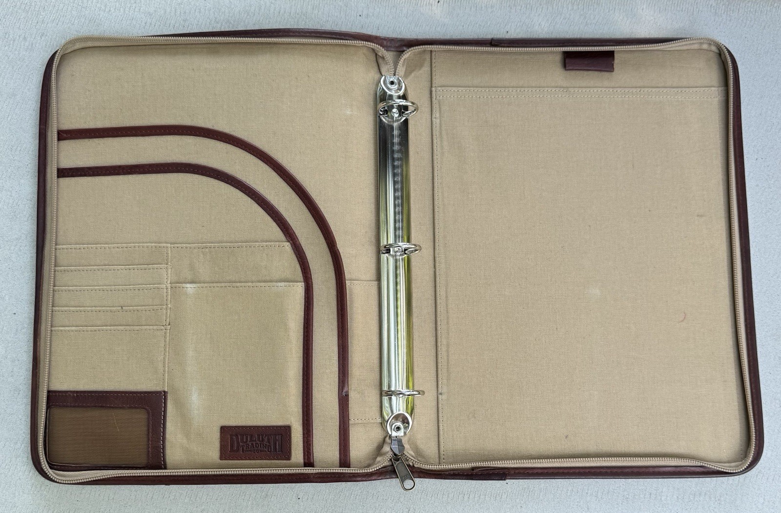 Vintage Duluth Trading Fire Hose Canvas & Leather Padfolio/Portfolio 13.5″ x 10″
