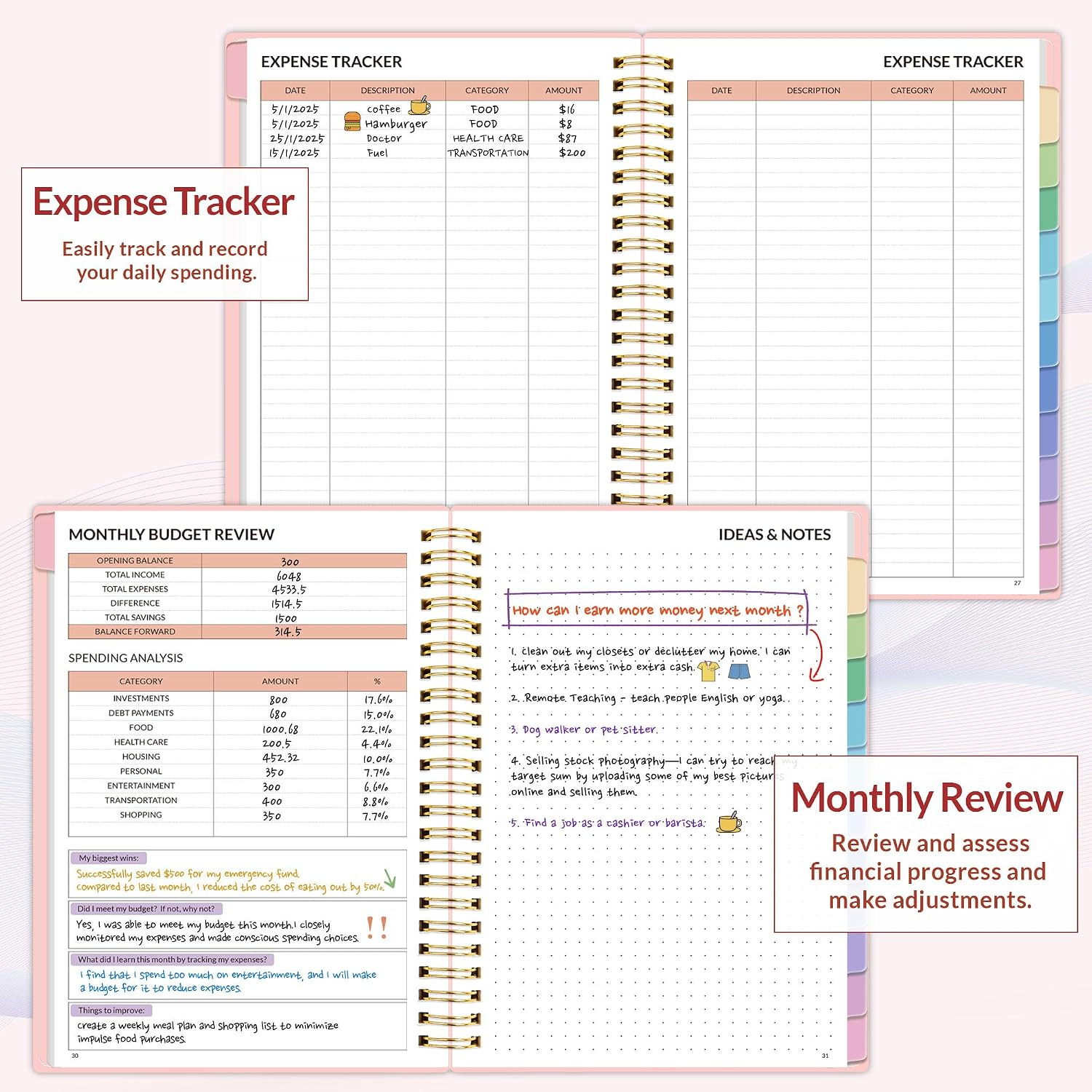 Budget Planner – Monthly Budget Book with Expense Tracker Notebook, Undated 1…