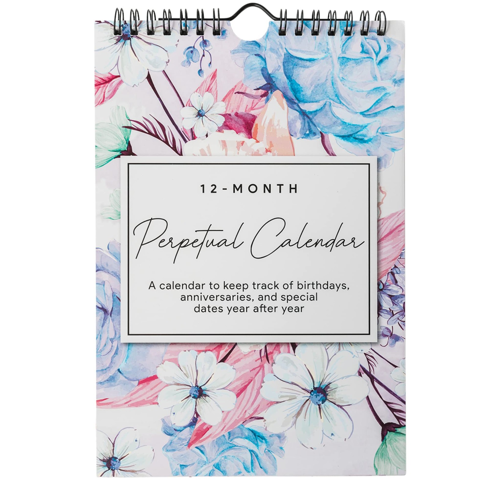 Perpetual Floral Wall Calendar for Birthdays and Anniversaries -12 6.5×9.25″