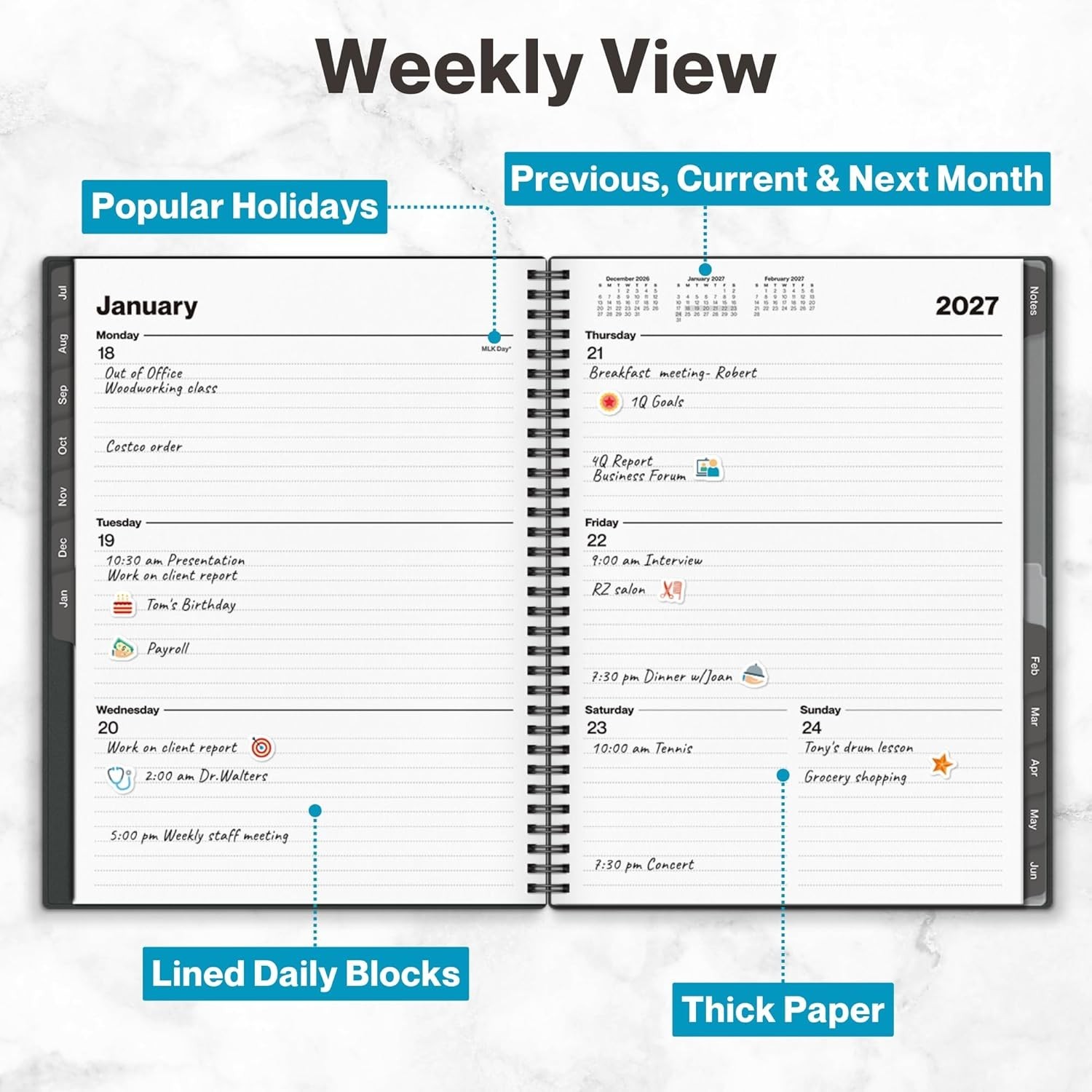 Planner 2026-2027 8.5×11, July 2026 to June 2027, Weekly and Monthly Academic…