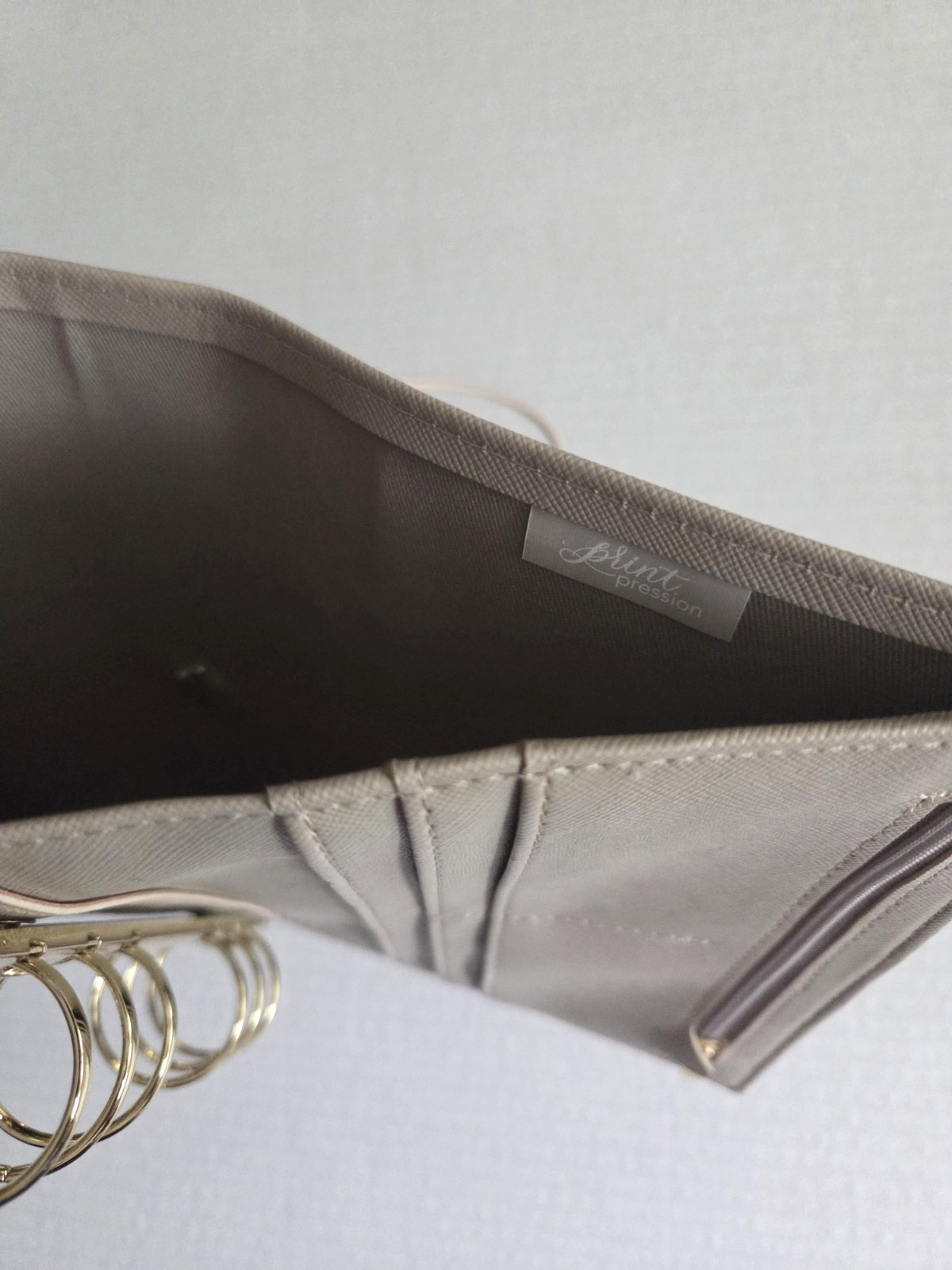 Print Pression Personal Size Planner Elastic Closure in Taupe EUC