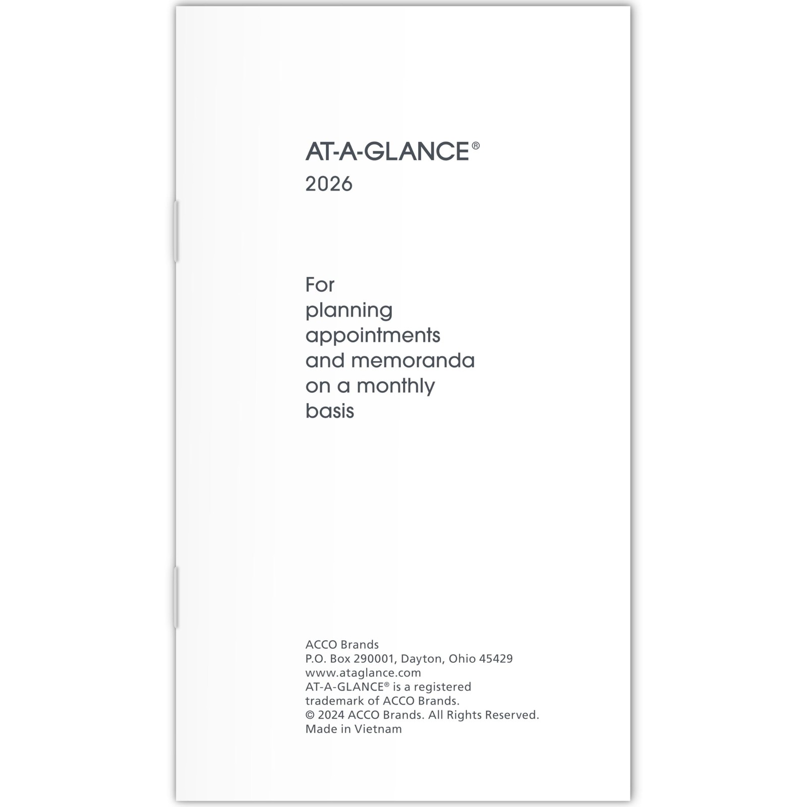 AT-A-GLANCE 2026 Monthly Planner Refill for 70-064, 3-1/2″ x 3.5″ x 6″, White
