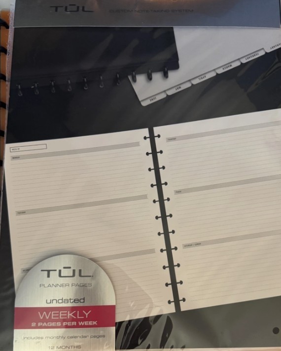 Tul Discbound Notebook Planner Letter Size Blue Plastic Cover and accessories