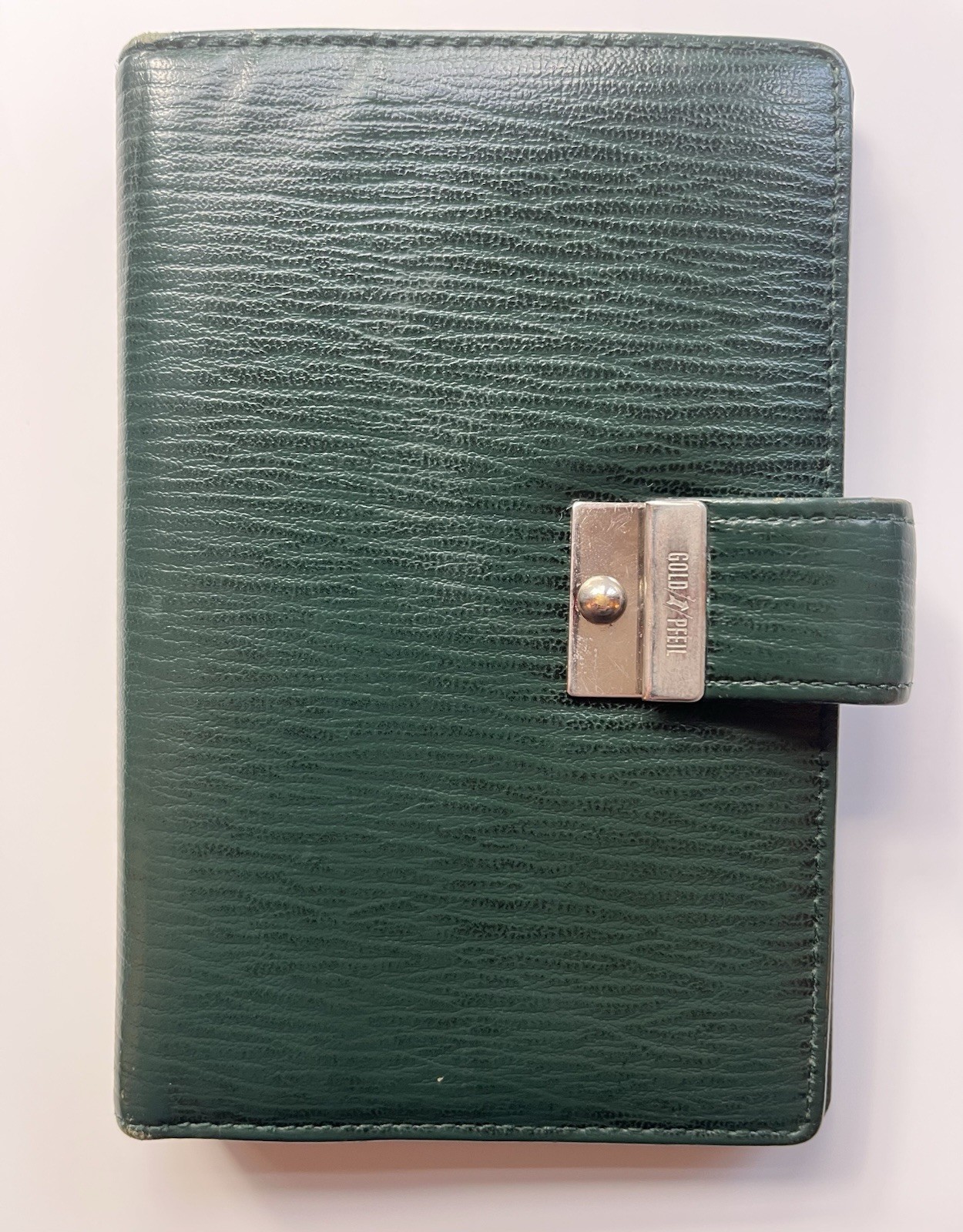 Gold Pfeil Organizer Wallet Notebook Filofax Pocket Size Green Leather/ Krause
