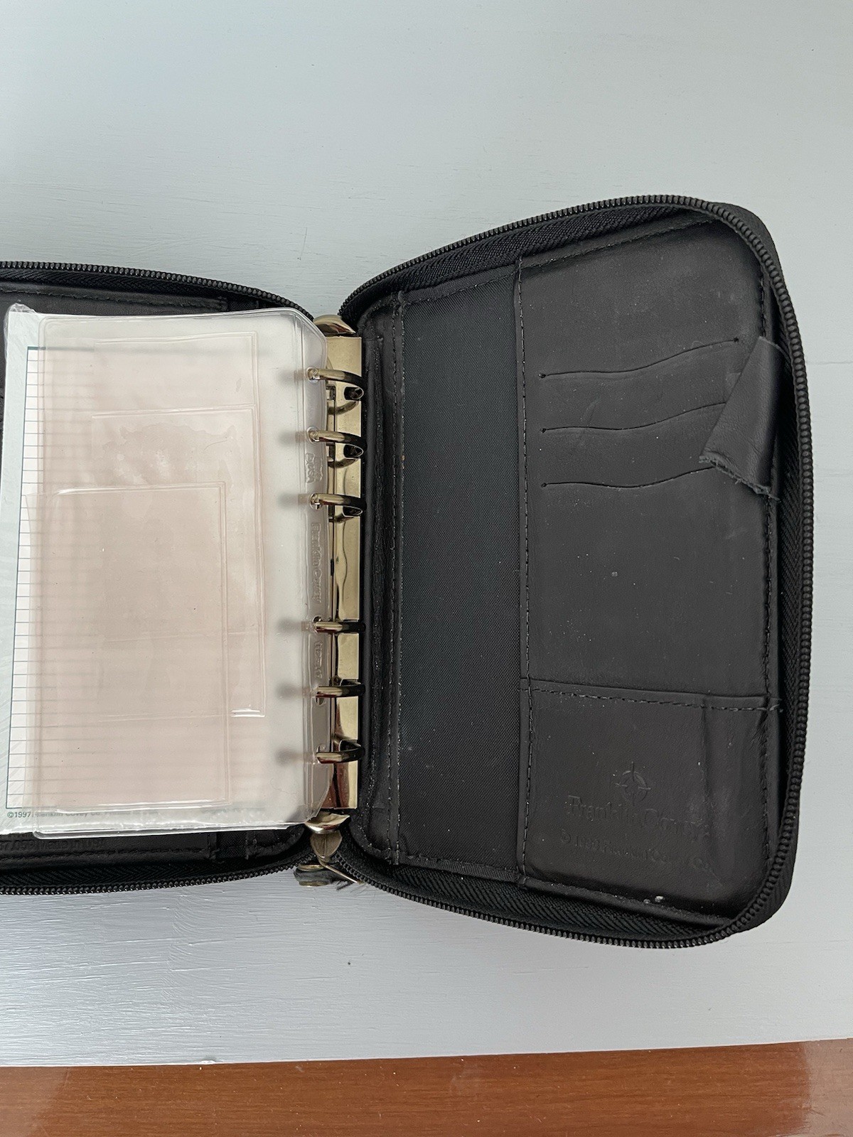 Franklin Covey 6-Ring Zip Compact Planner Black W/new Pages 1996