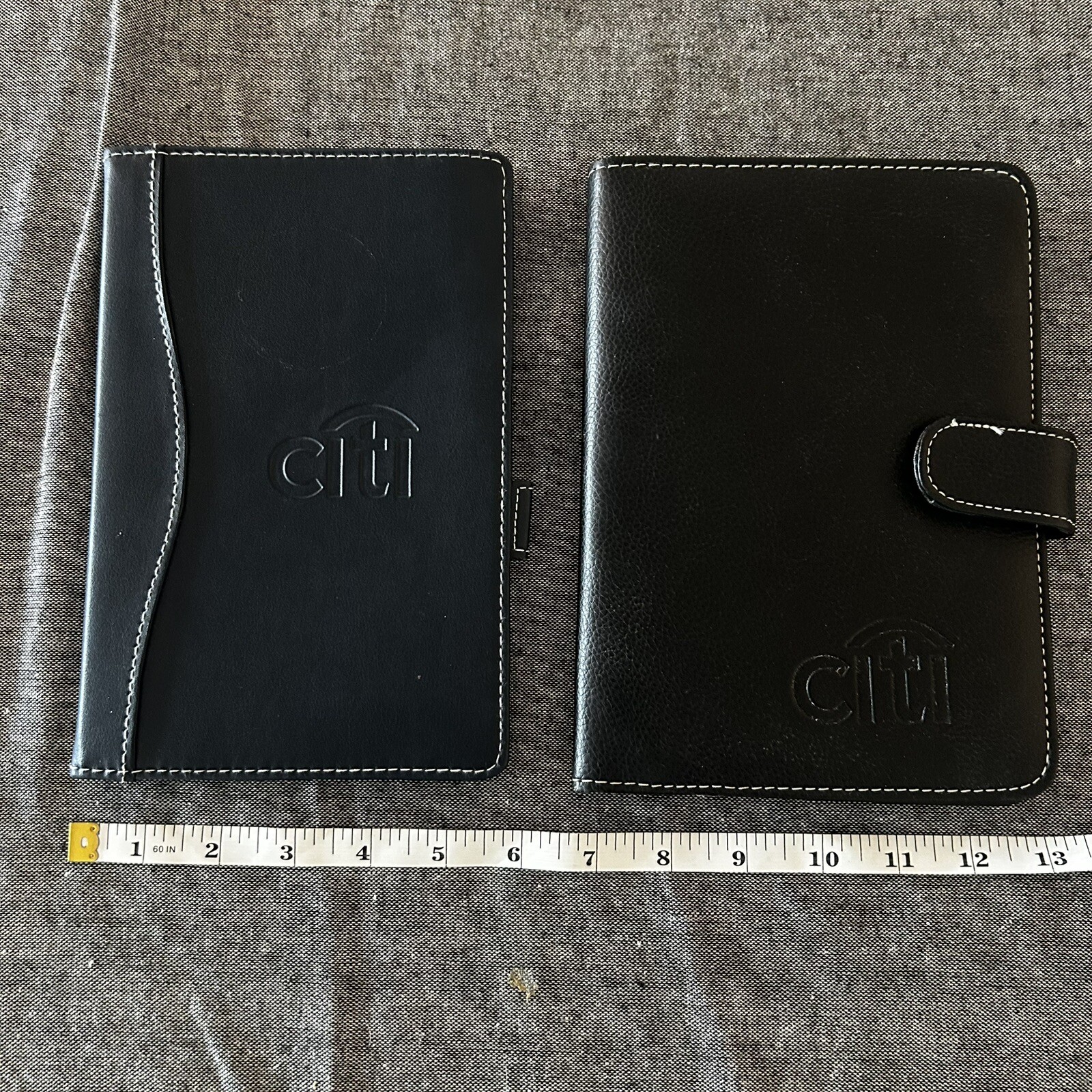 2 Black Portfolios Faux Leather Citi logo Small notepad and pen holder