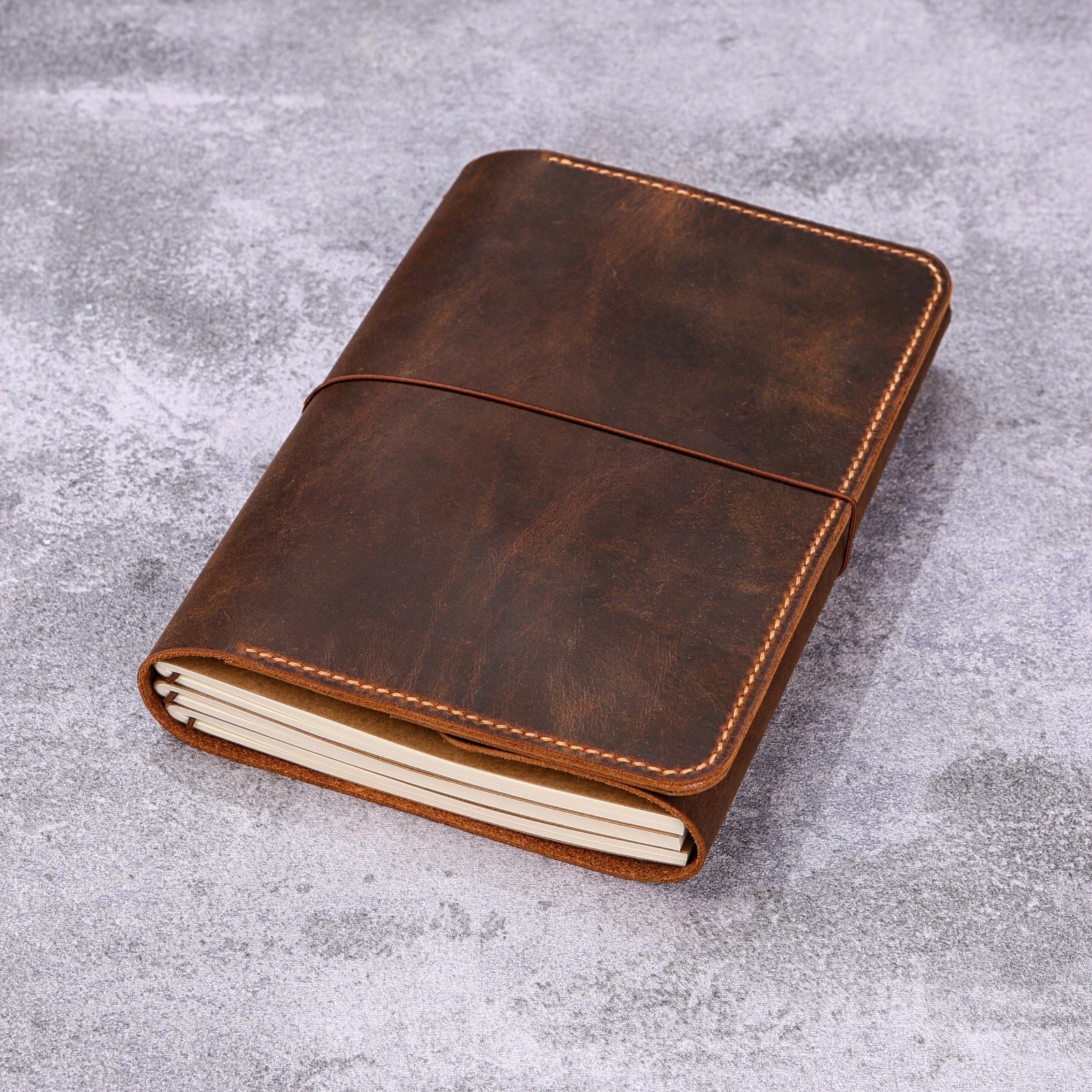 Personalized Trifold Leather Journal Cover, Refillable Journal Notebook A5 A6
